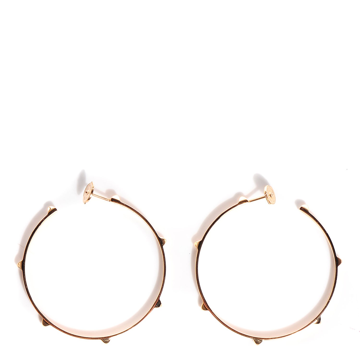 HERMES 18K Rose Gold Mini Clous Hoop Earrings 102354