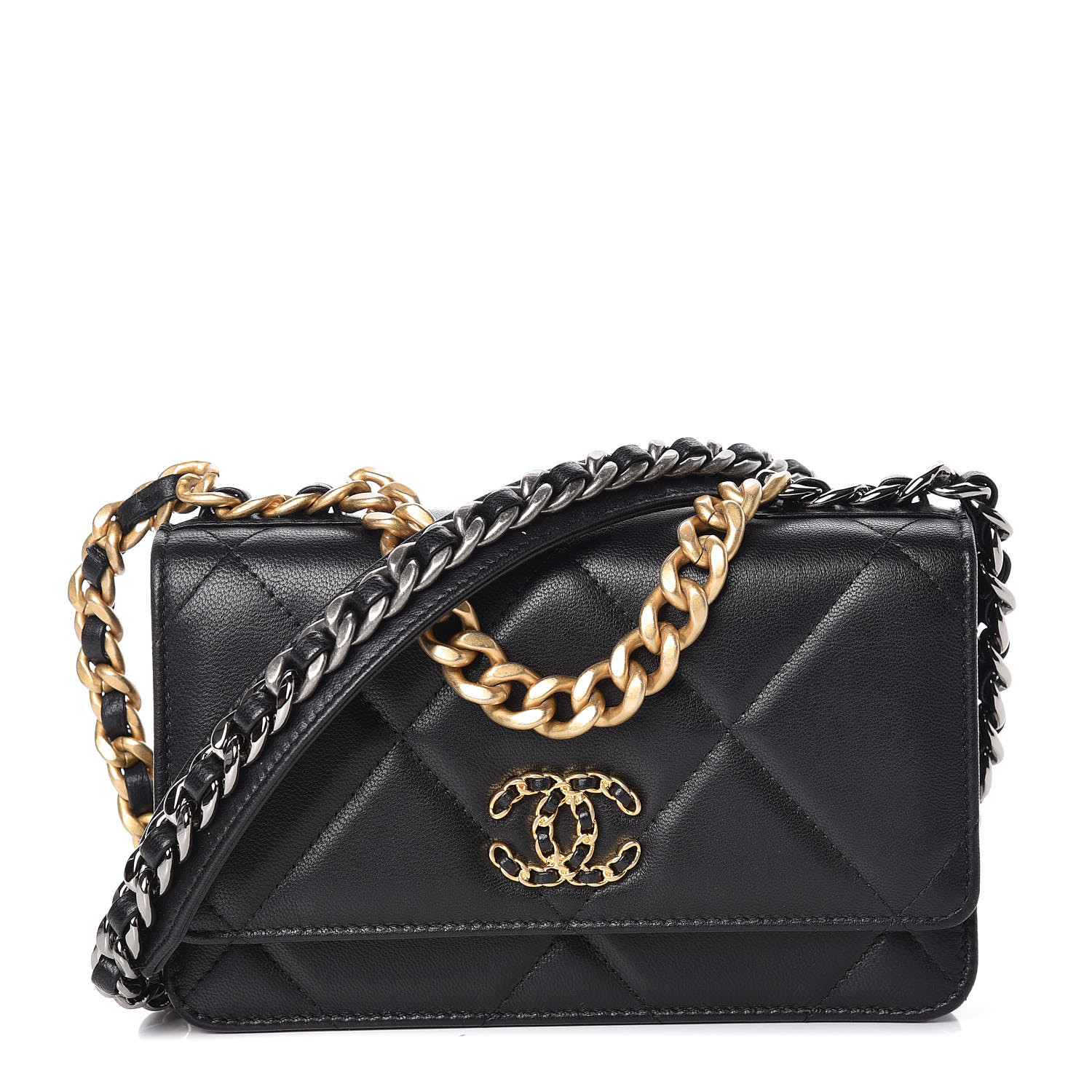 Chanel Goatskin Quilted 19 Wallet On Chain Woc Black Chanel Goatskin Quilted 19 Wallet On Chain Woc Black