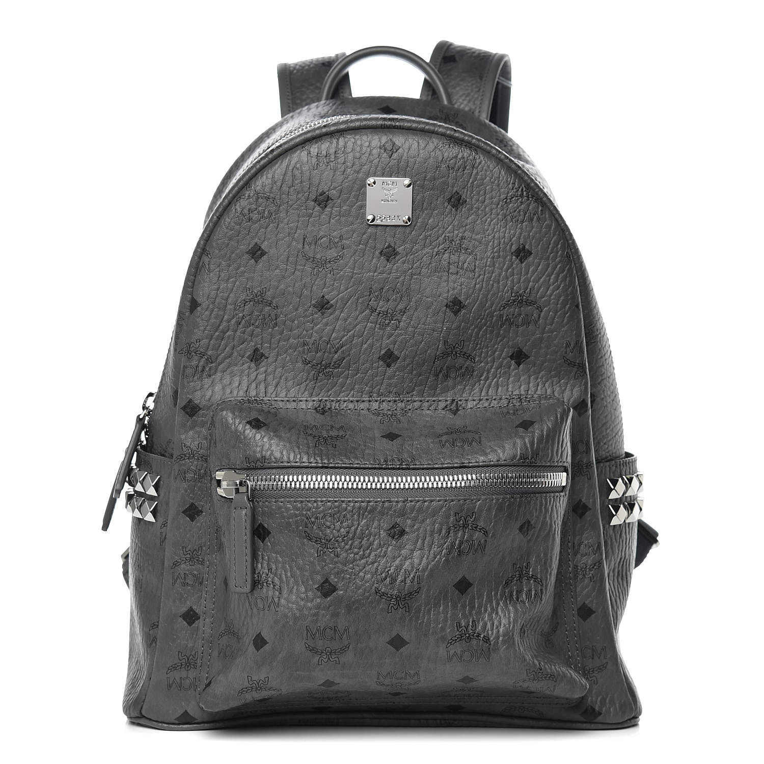 MCM Visetos Side Stud Medium Stark Backpack Grey 423262