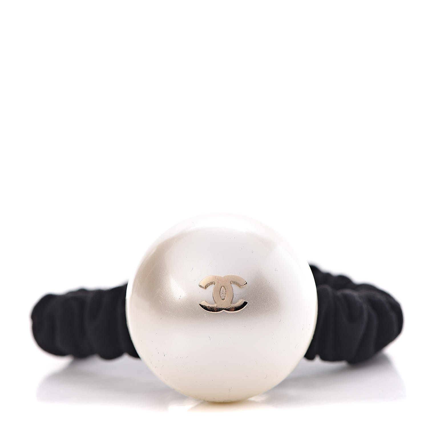 Chanel Pearl Cc Hair Tie Black White 422755