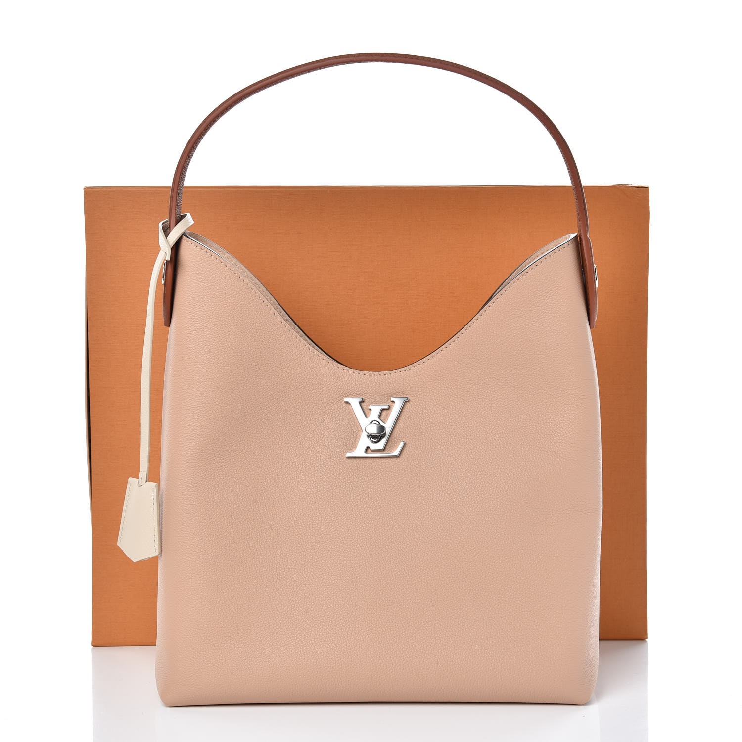 LOUIS VUITTON Calfskin Lockme Hobo Beige 341796