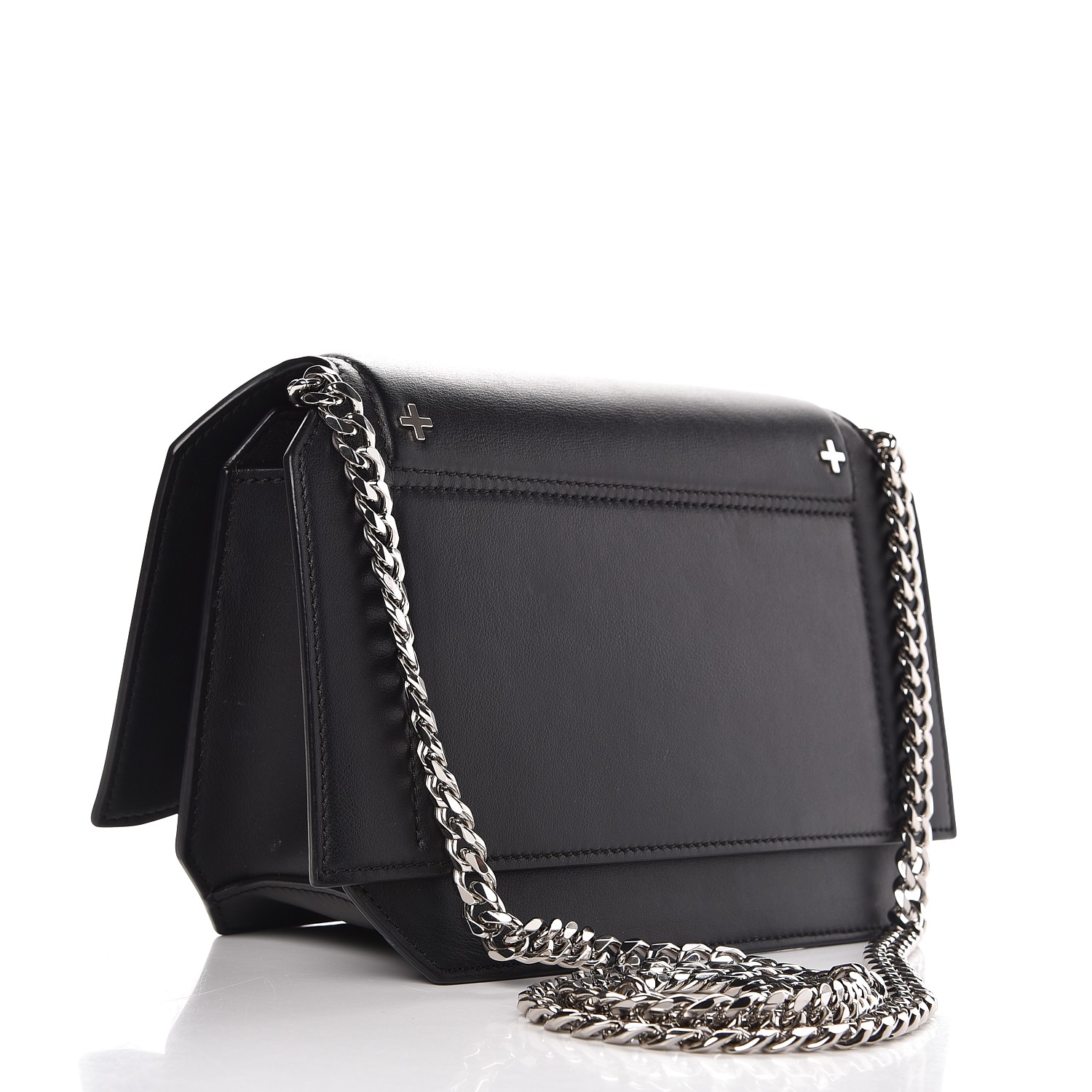 GIVENCHY Calfskin Cross Embellished Bow Cut Chain Bag Black 286648