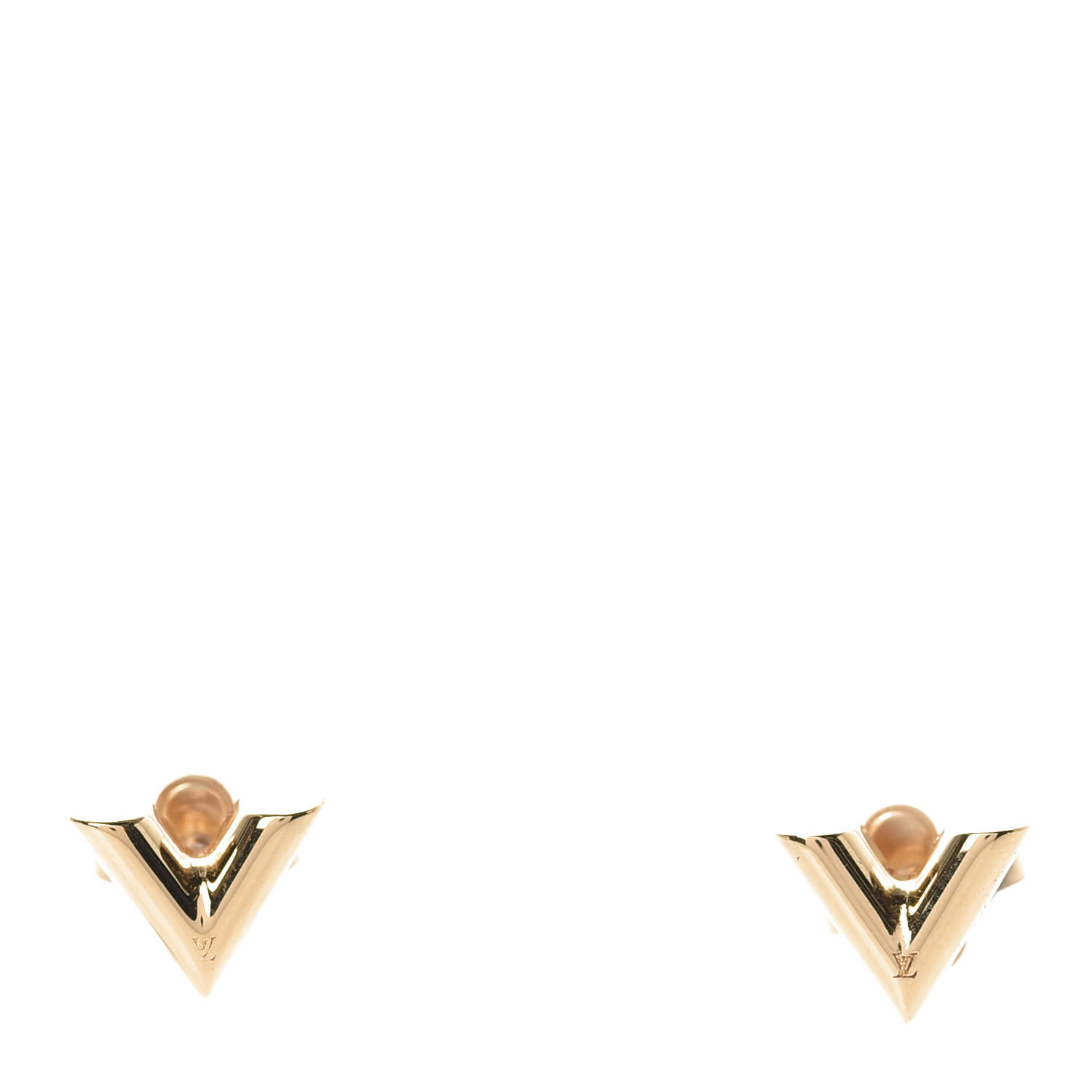butik Kamel underskud LOUIS VUITTON Brass Essential V Stud Earrings Gold 637476 | FASHIONPHILE