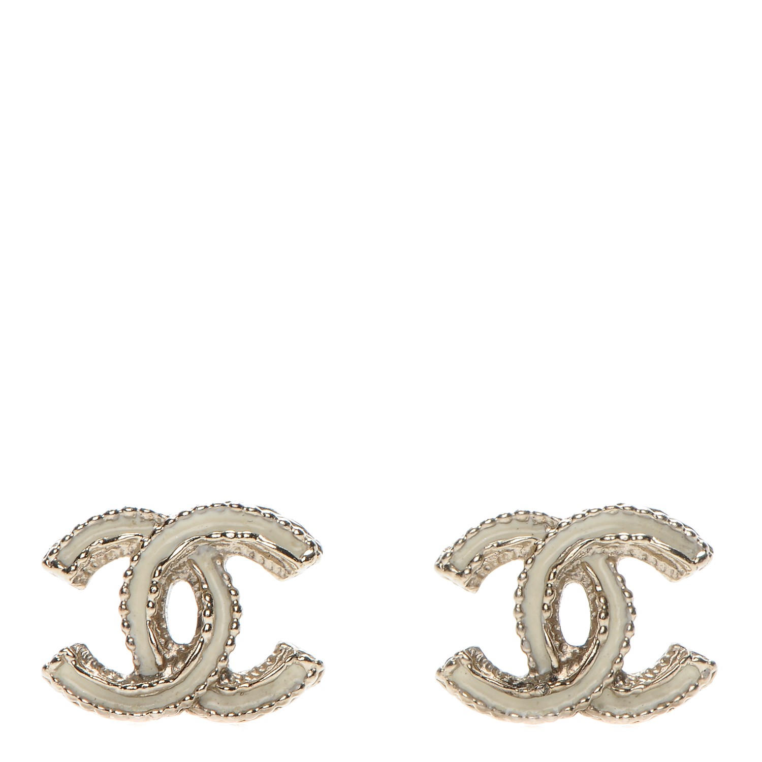 Chanel Enamel Cc Earrings White Gold 198780 Chanel Enamel Cc Earrings White Gold 198780