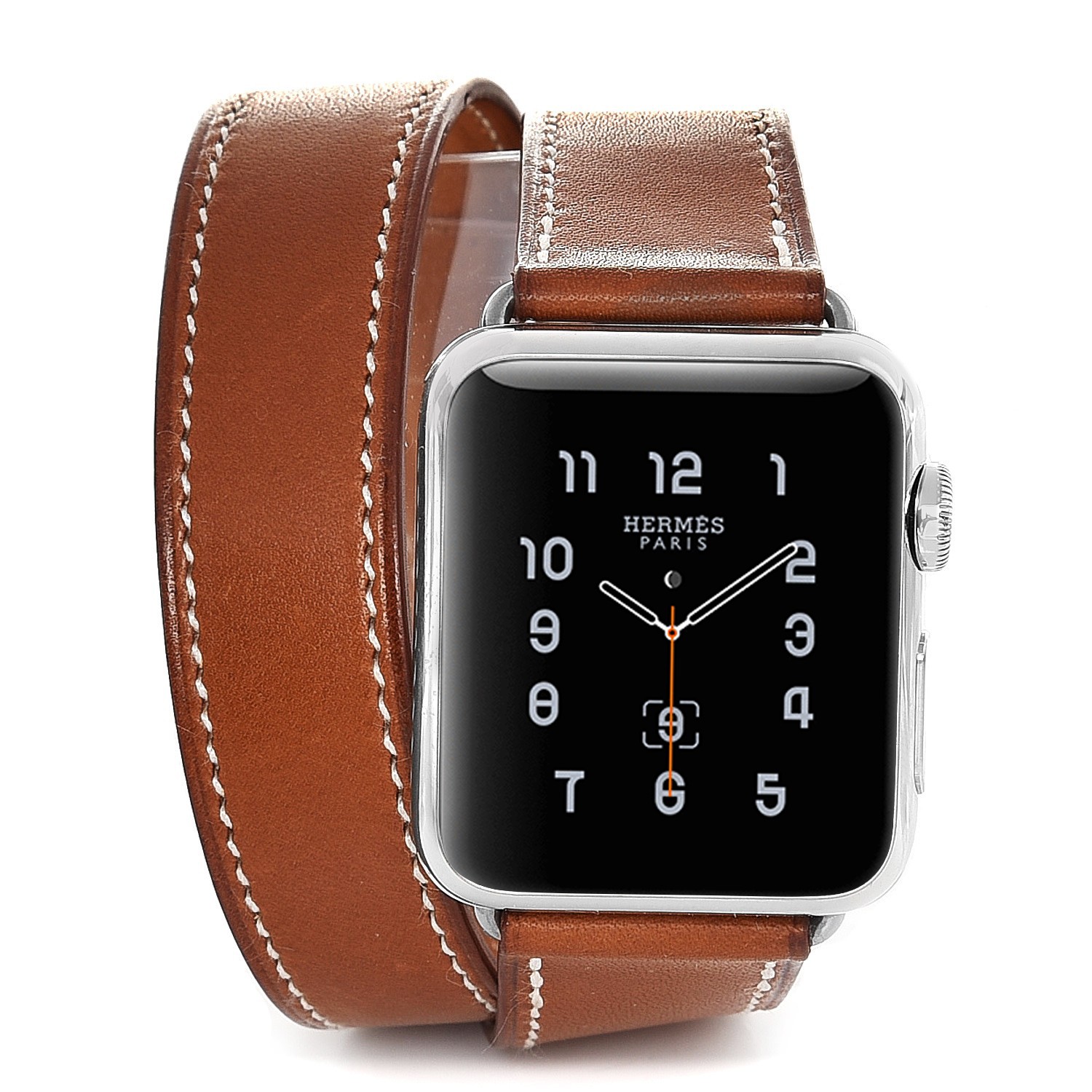 HERMES Barenia 38mm Apple Watch Double Tour Fauve 223792