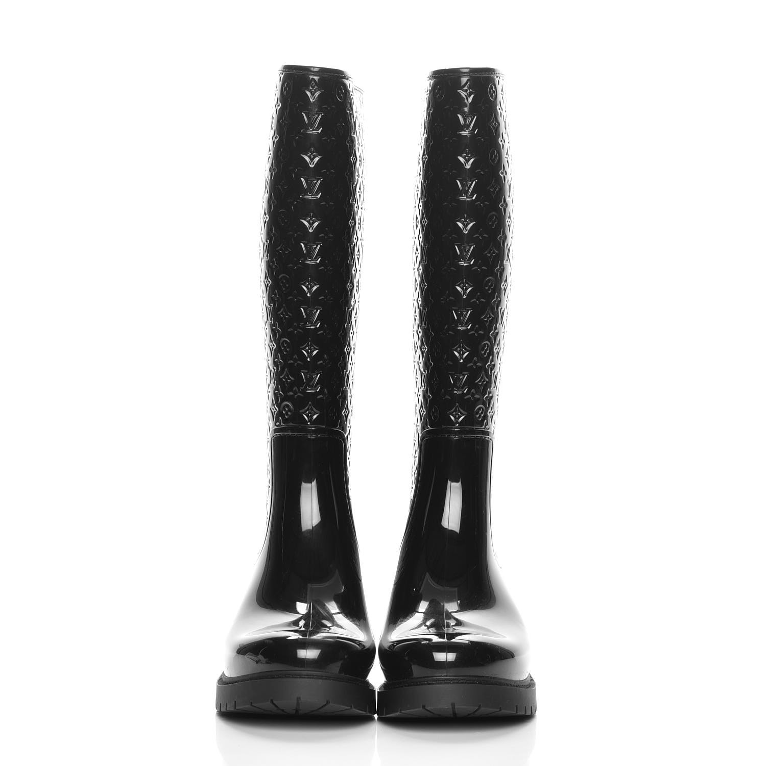 LOUIS VUITTON Monogram Splash Rain Boots 41 Black 223801