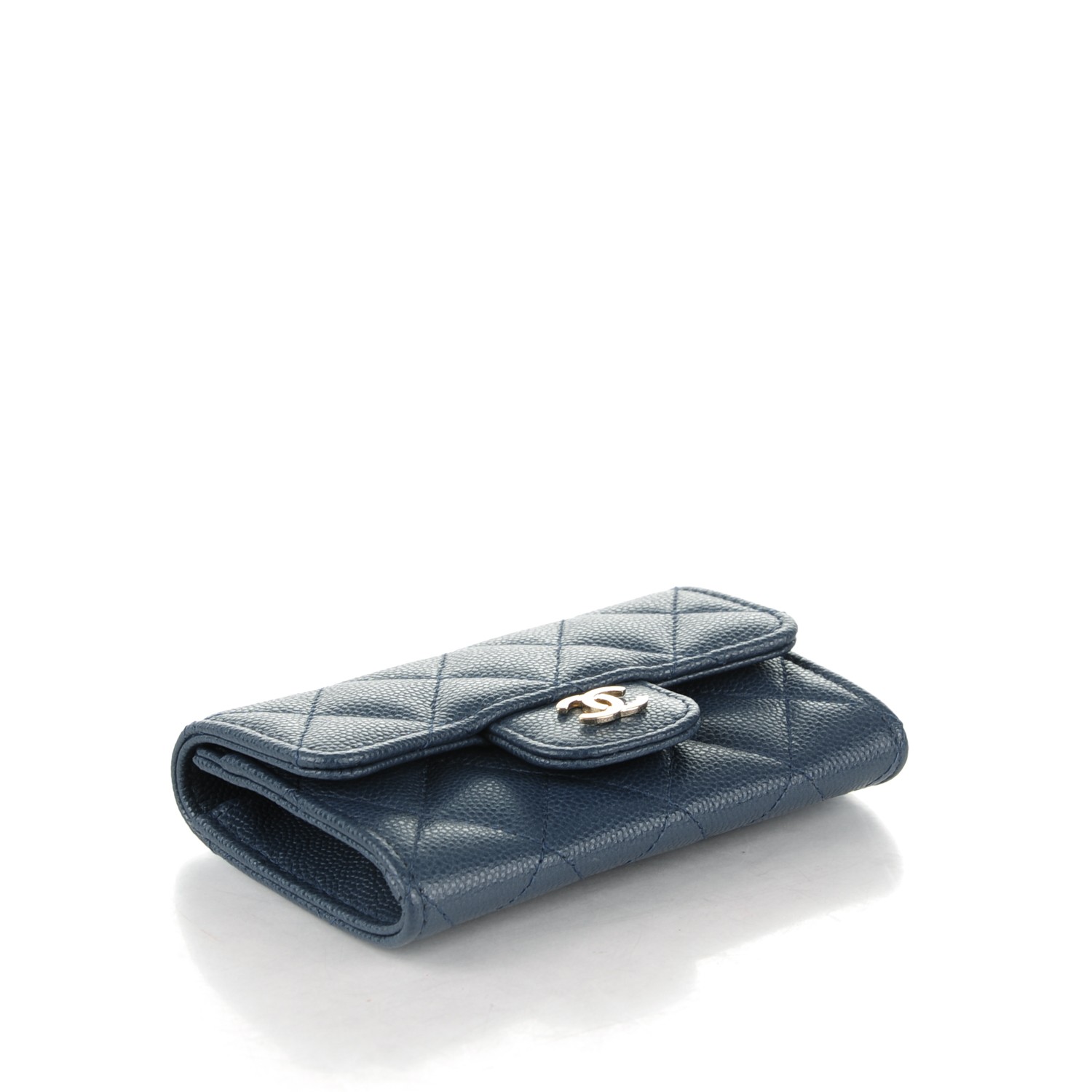 chanel card holder navy blue