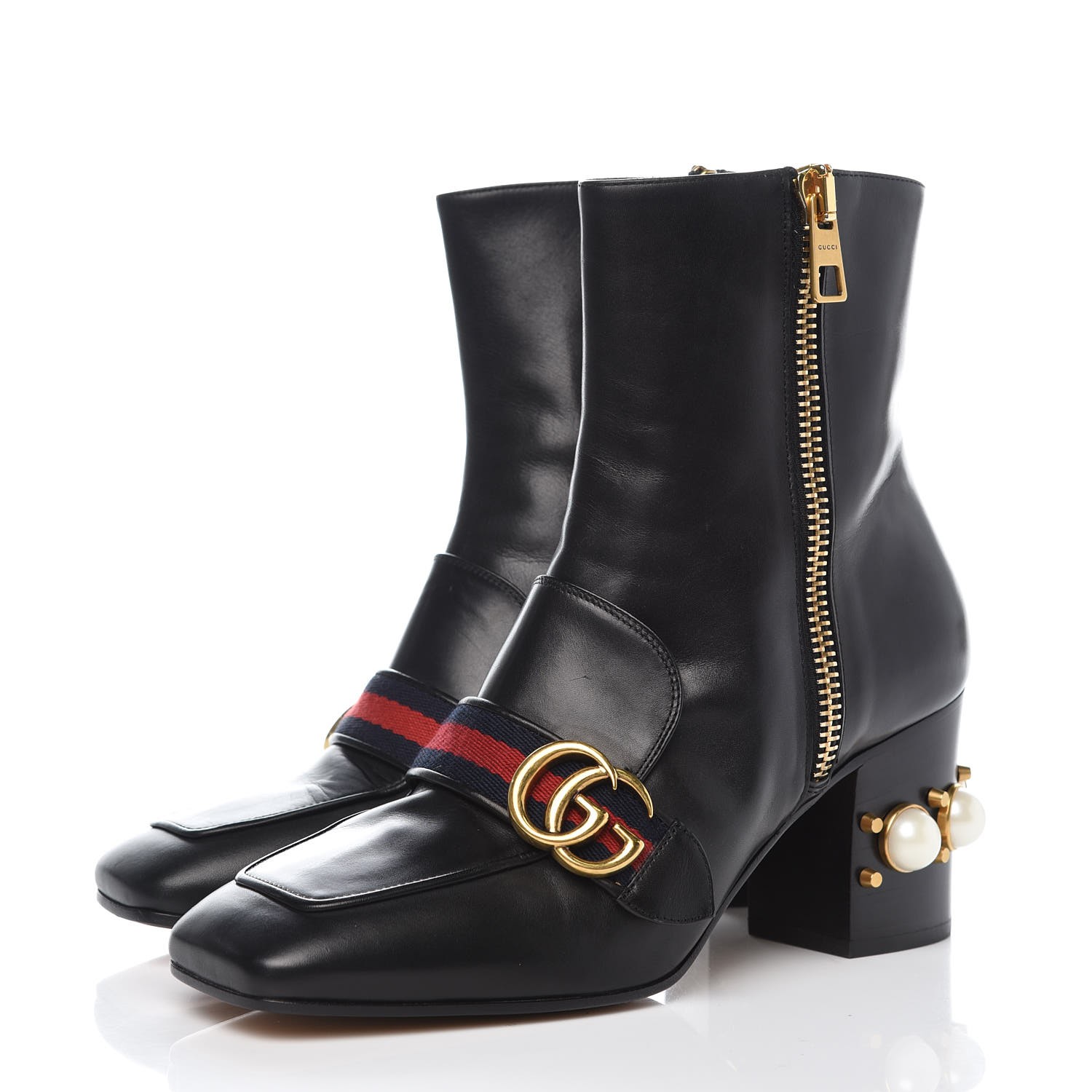 gucci boots pearl heel
