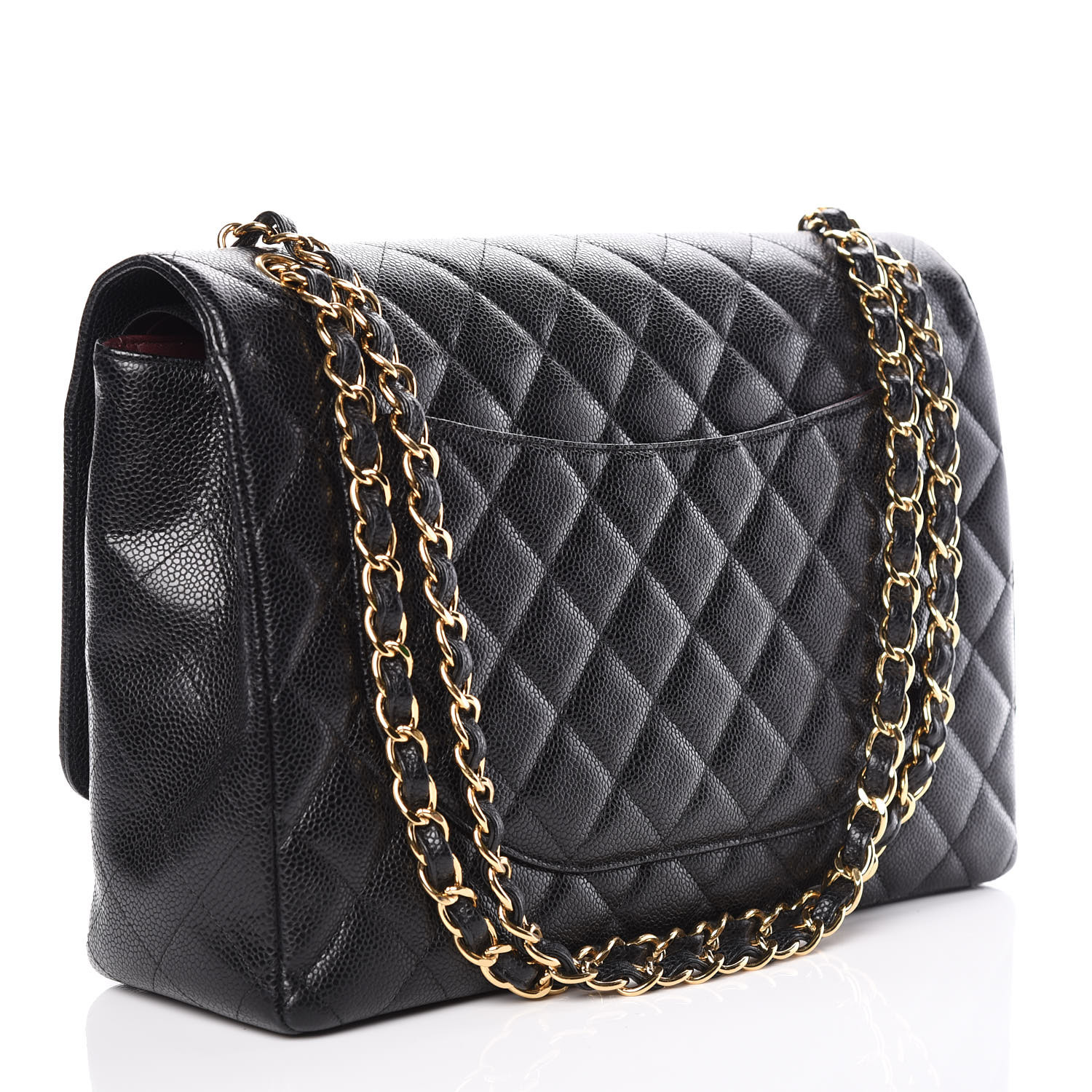 CHANEL Caviar Quilted Maxi Double Flap Black 385095