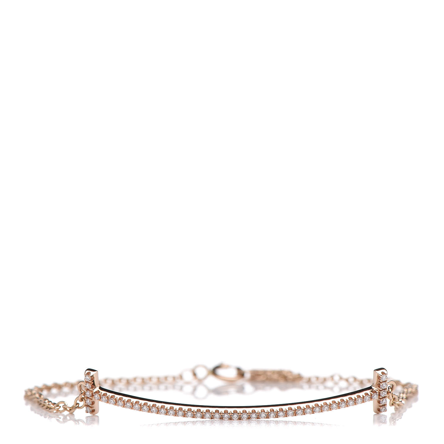 TIFFANY 18K Rose Gold Diamond T Smile Bracelet 392726 | FASHIONPHILE