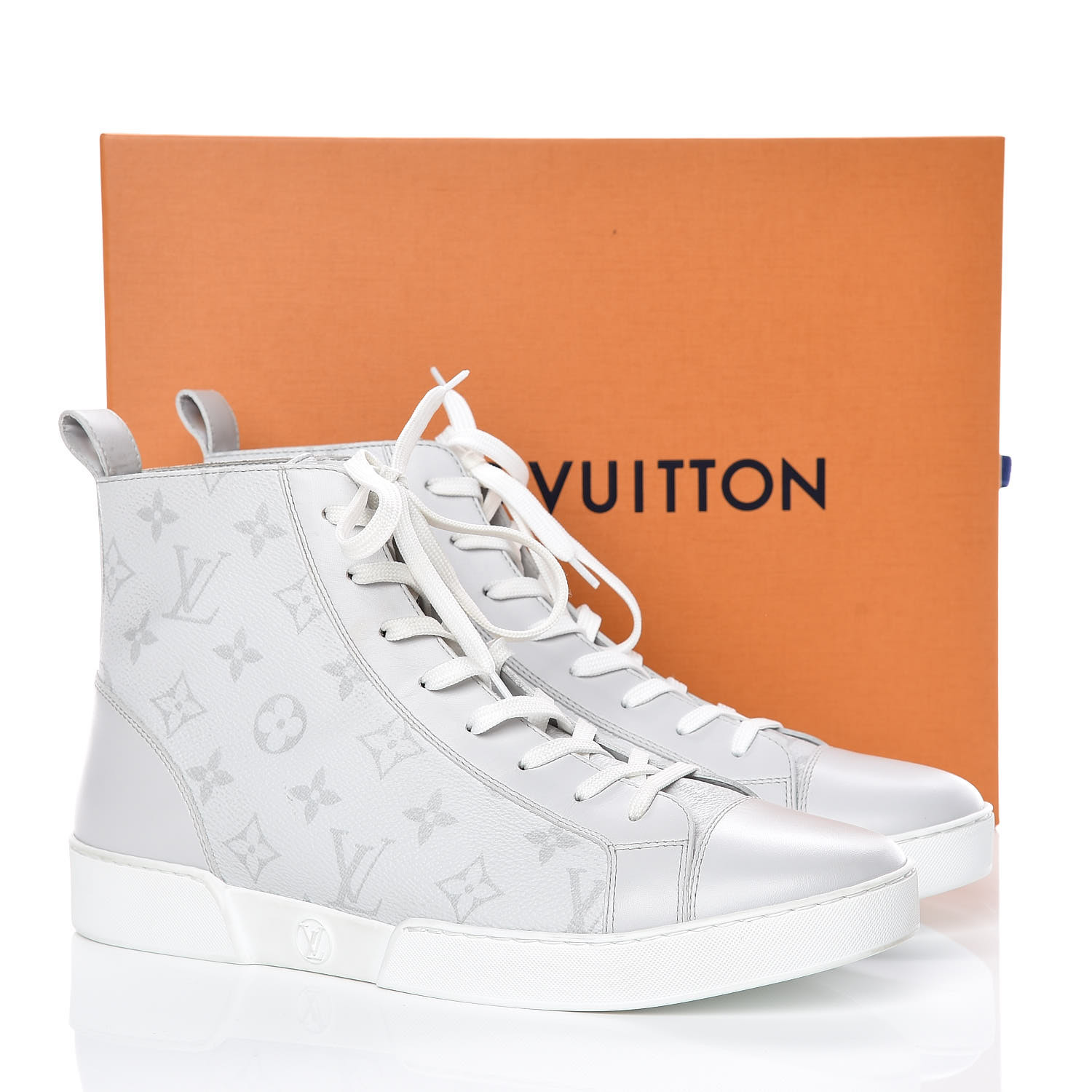 LOUIS VUITTON Mens Monogram Match Up Sneakers 7.5 White 395380