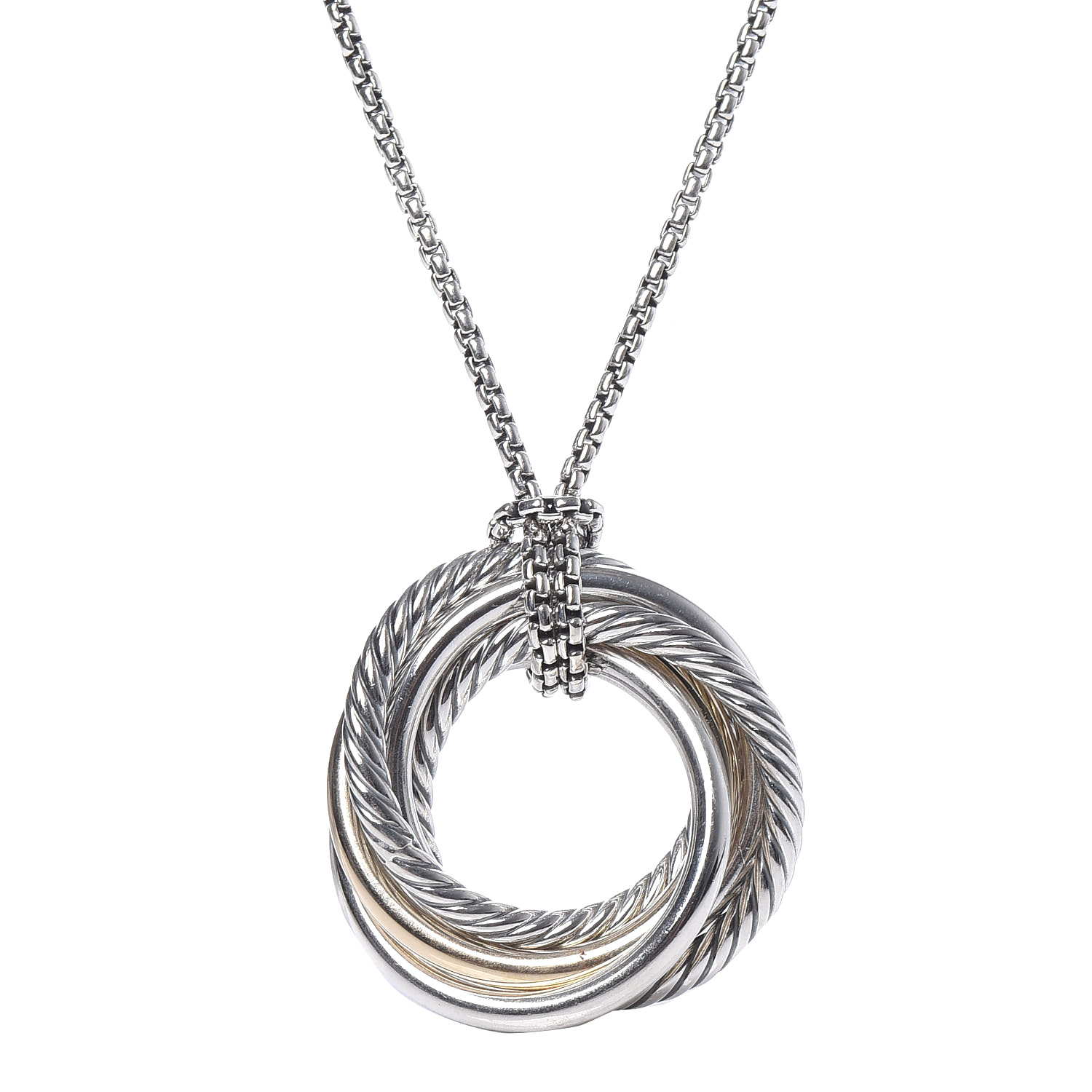 DAVID YURMAN Sterling Silver 14K Yellow Gold Crossover Pendant Necklace ...