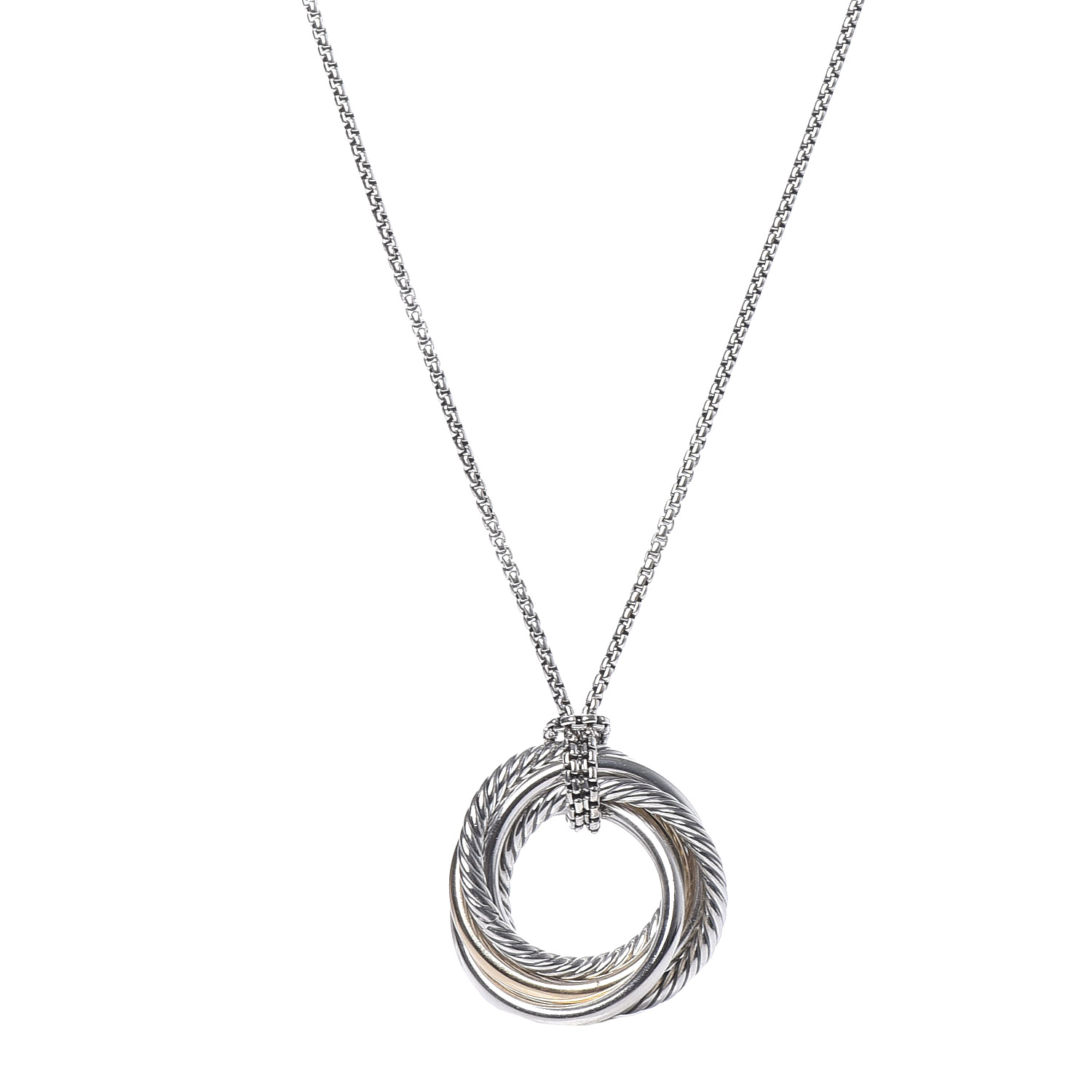 DAVID YURMAN Sterling Silver 14K Yellow Gold Crossover Pendant Necklace ...
