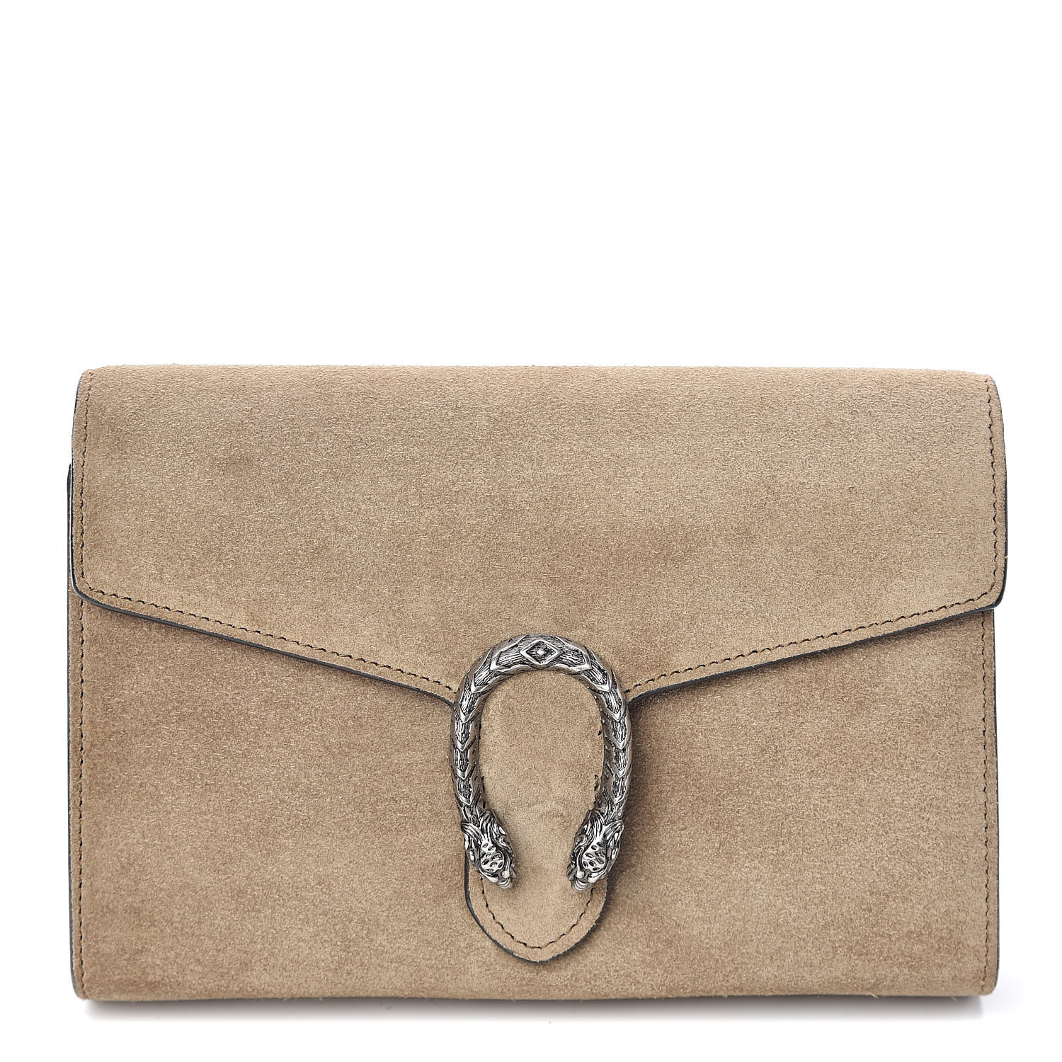 GUCCI Suede Mini Dionysus Chain Wallet Beige 449270