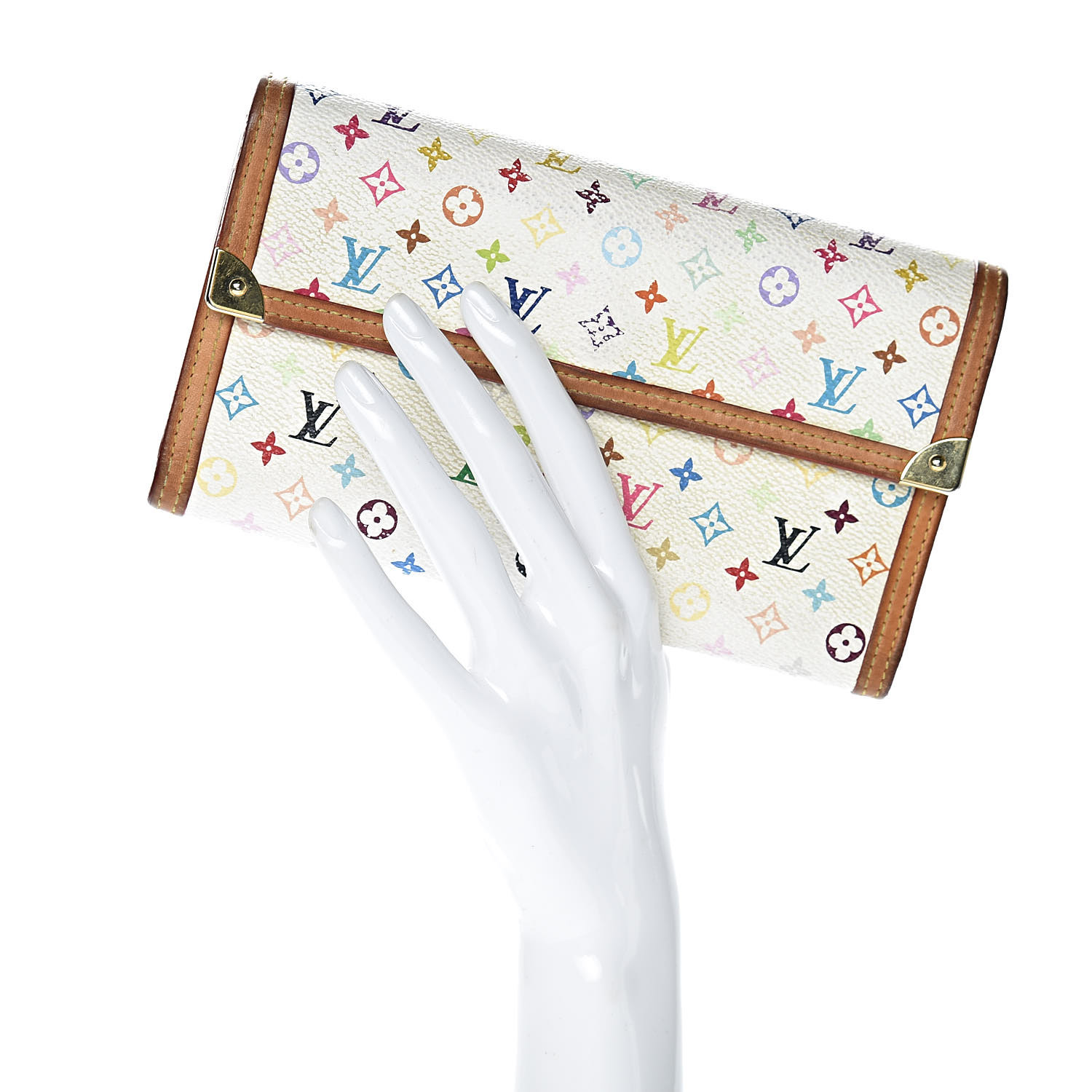 LOUIS VUITTON Multicolor Porte Tresor International Wallet White 450874