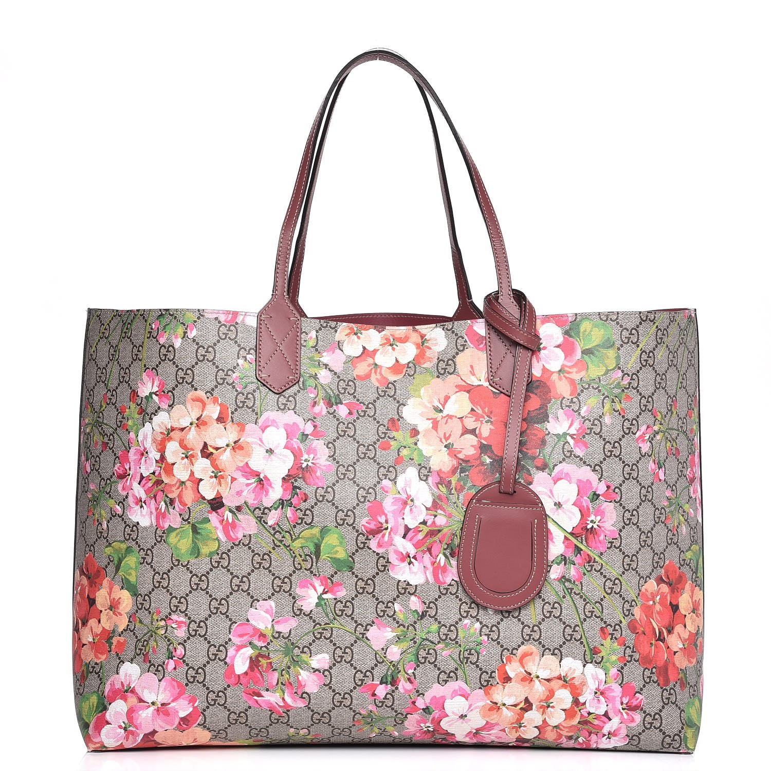 gucci floral reversible tote