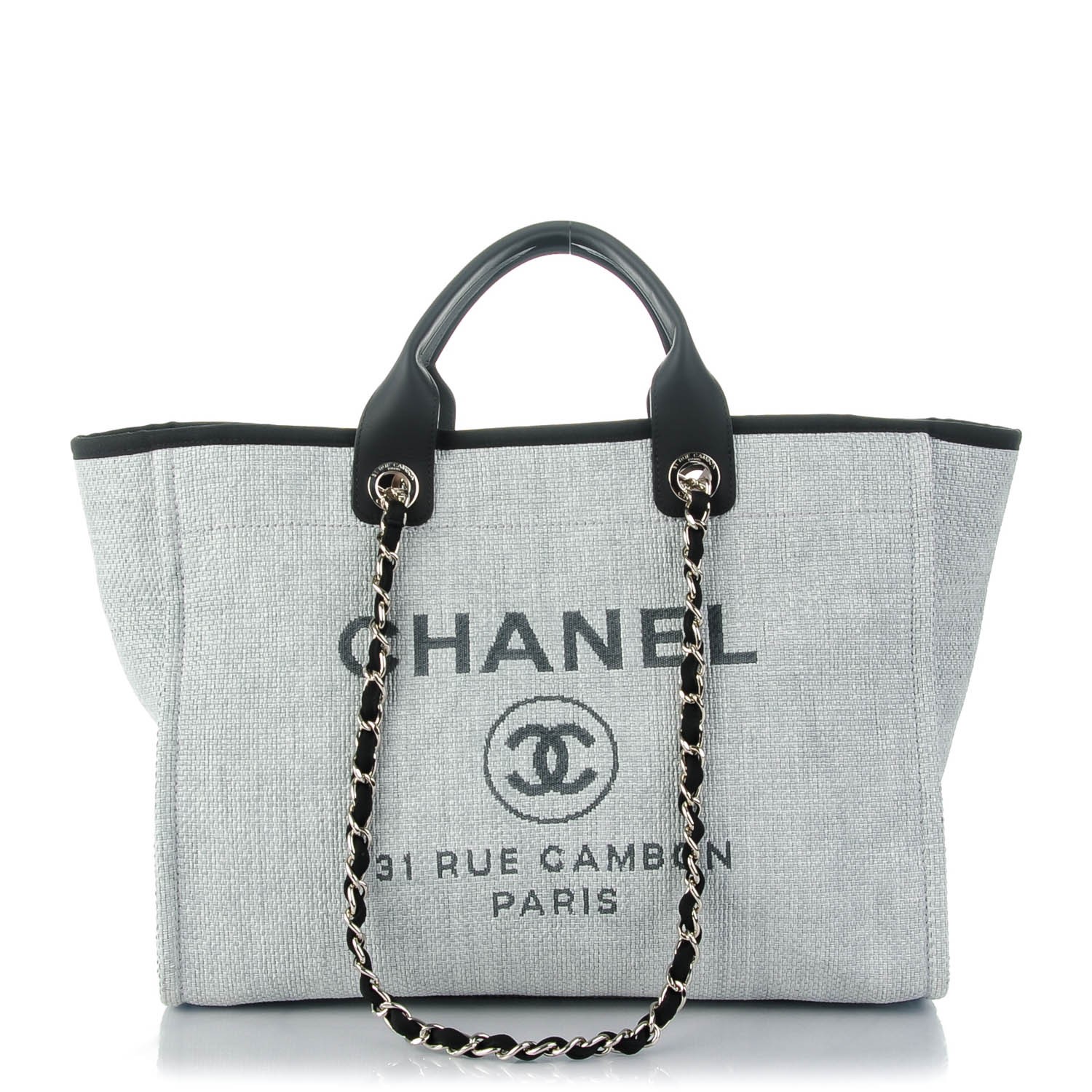 CHANEL Canvas Deauville Large Tote Grey 134176