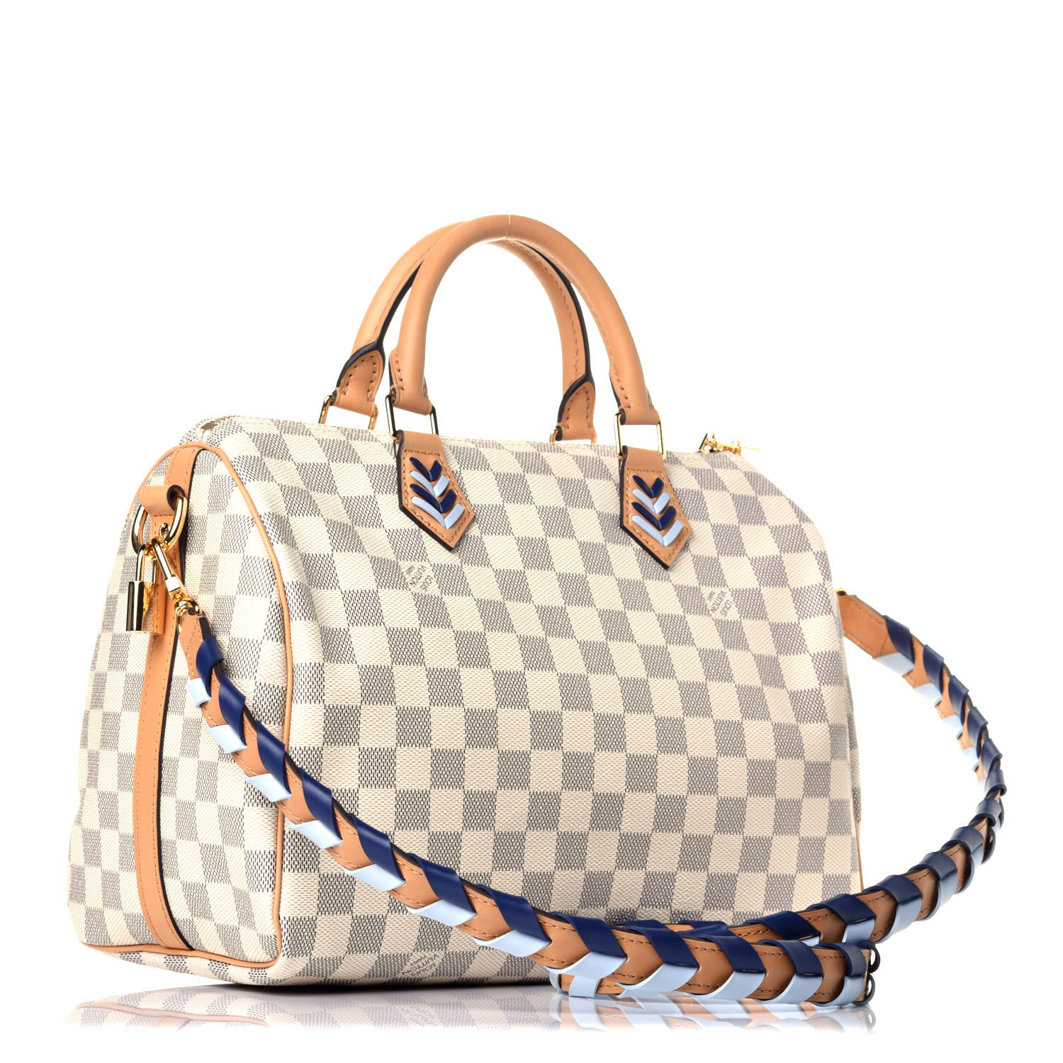 LOUIS VUITTON Speedy 30 Damier Azur Satchel Bag White