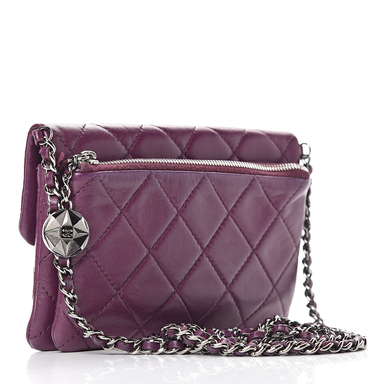 CHANEL Lambskin Quilted Mini Mineral Nights Flap Crossbody Bag Purple ...