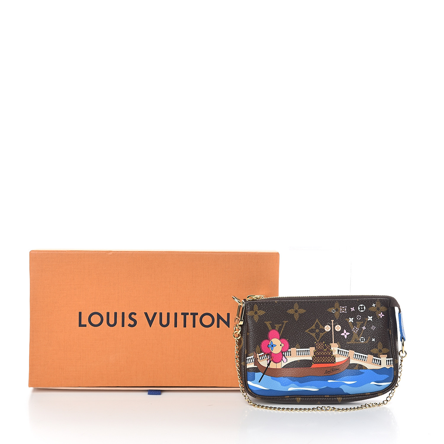 LOUIS VUITTON Monogram Vivienne Xmas Venice Mini Pochette Accessories Bleu 542332