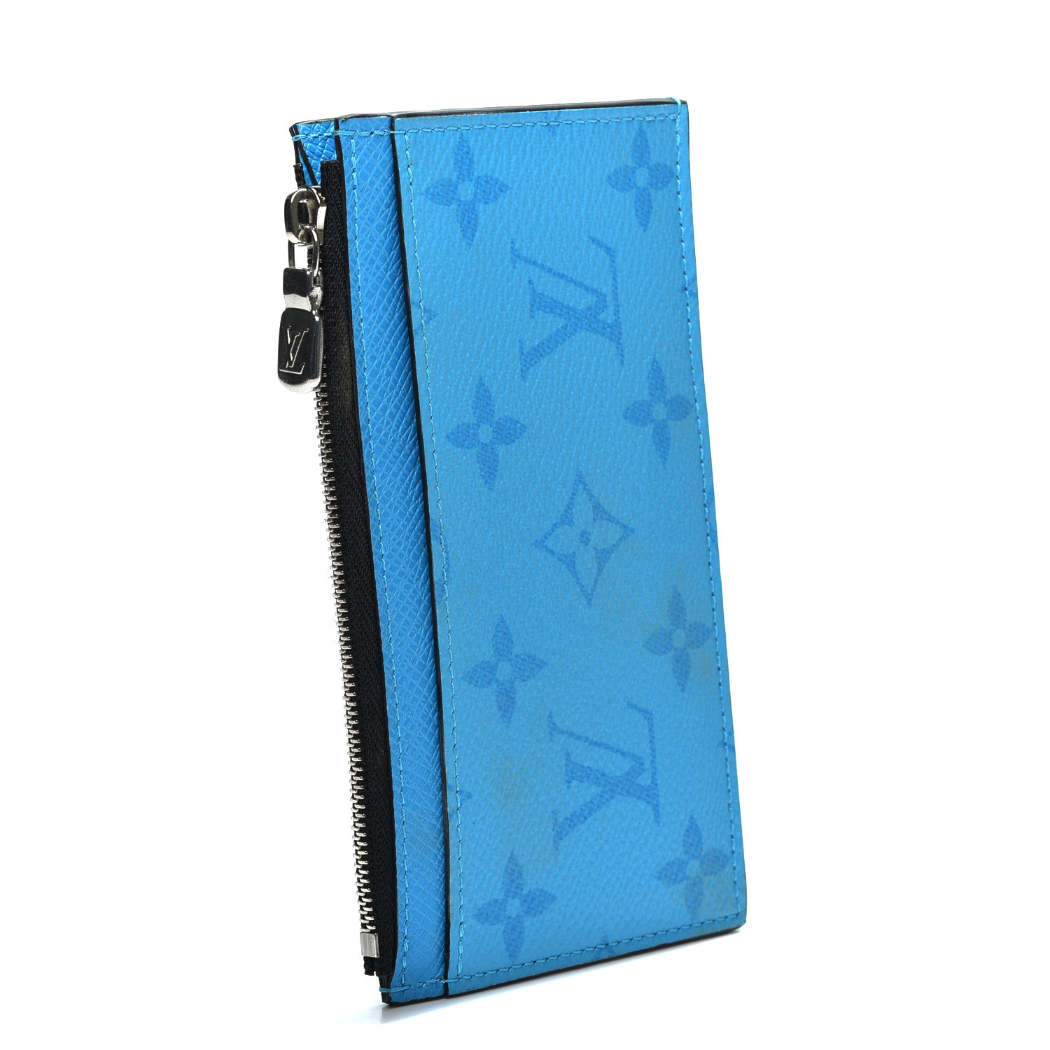 LOUIS VUITTON Monogram Taiga Coin Card Holder Lagoon Blue 541868