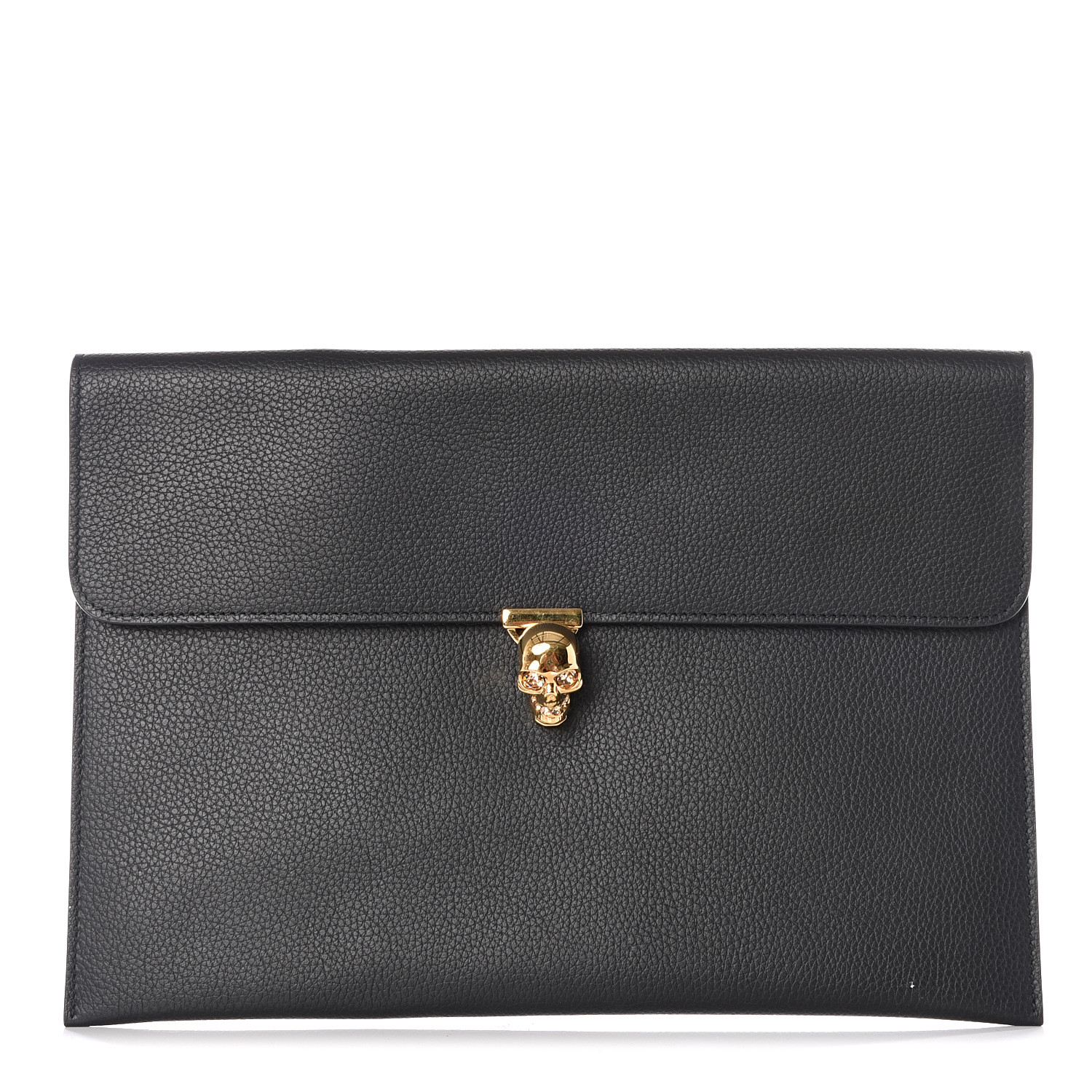 Calfskin Skull Envelope Clutch Black 