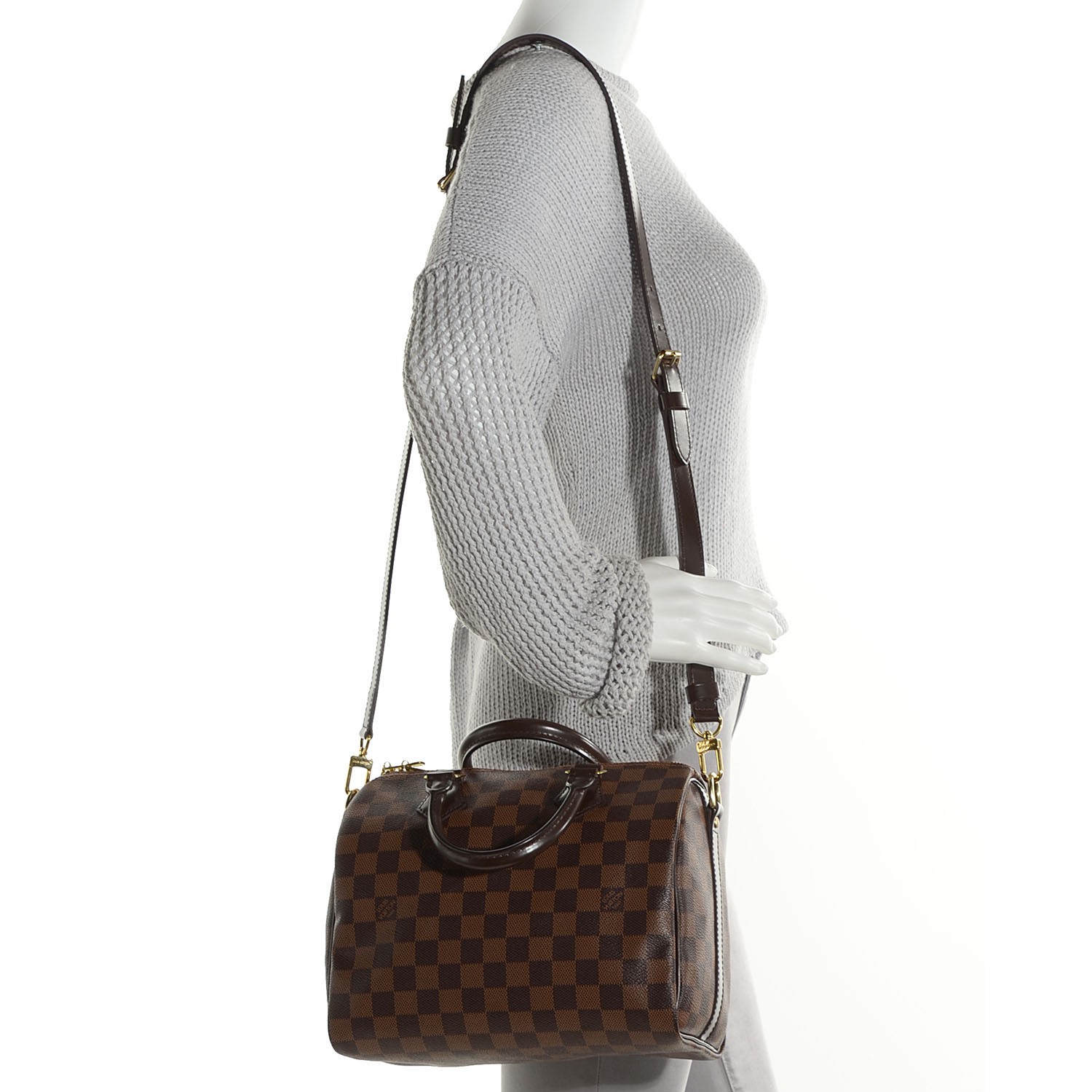 LOUIS VUITTON Damier Ebene Speedy Bandouliere 25 111104