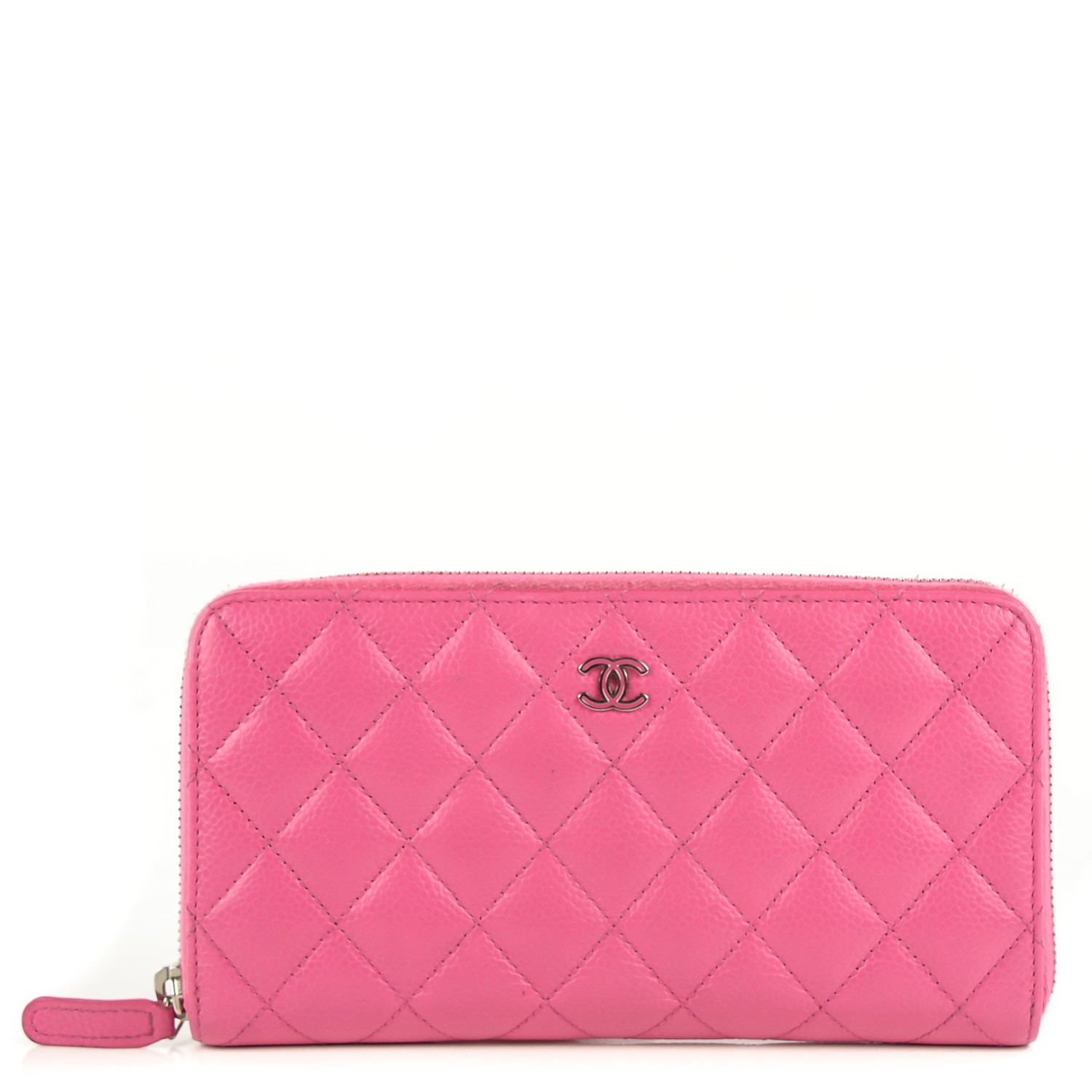 CHANEL Caviar Quilted Large Gusset Zip Around Wallet Pink 111100