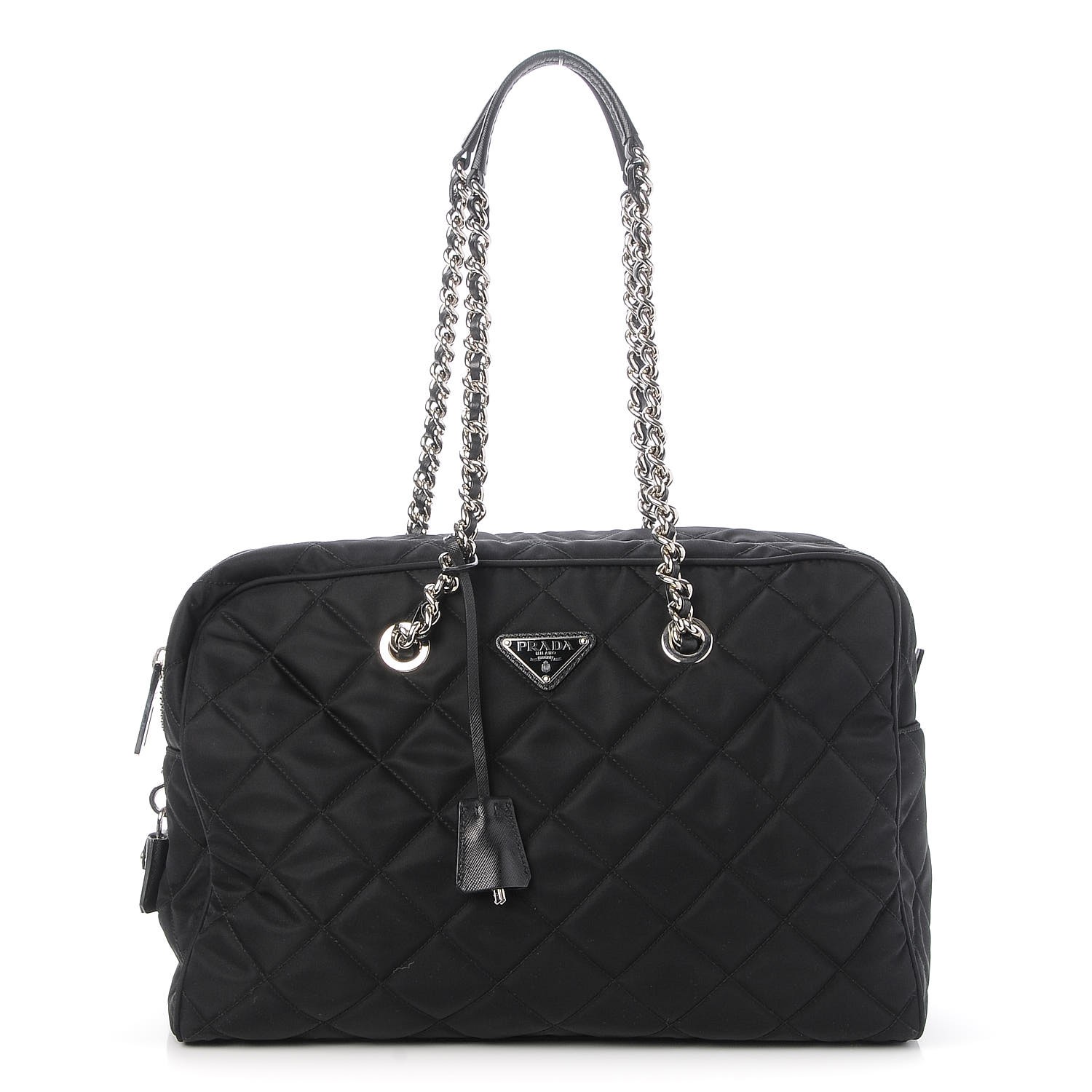 PRADA Nylon Tessuto Impuntu Quilted Shoulder Bag Nero Black 235286