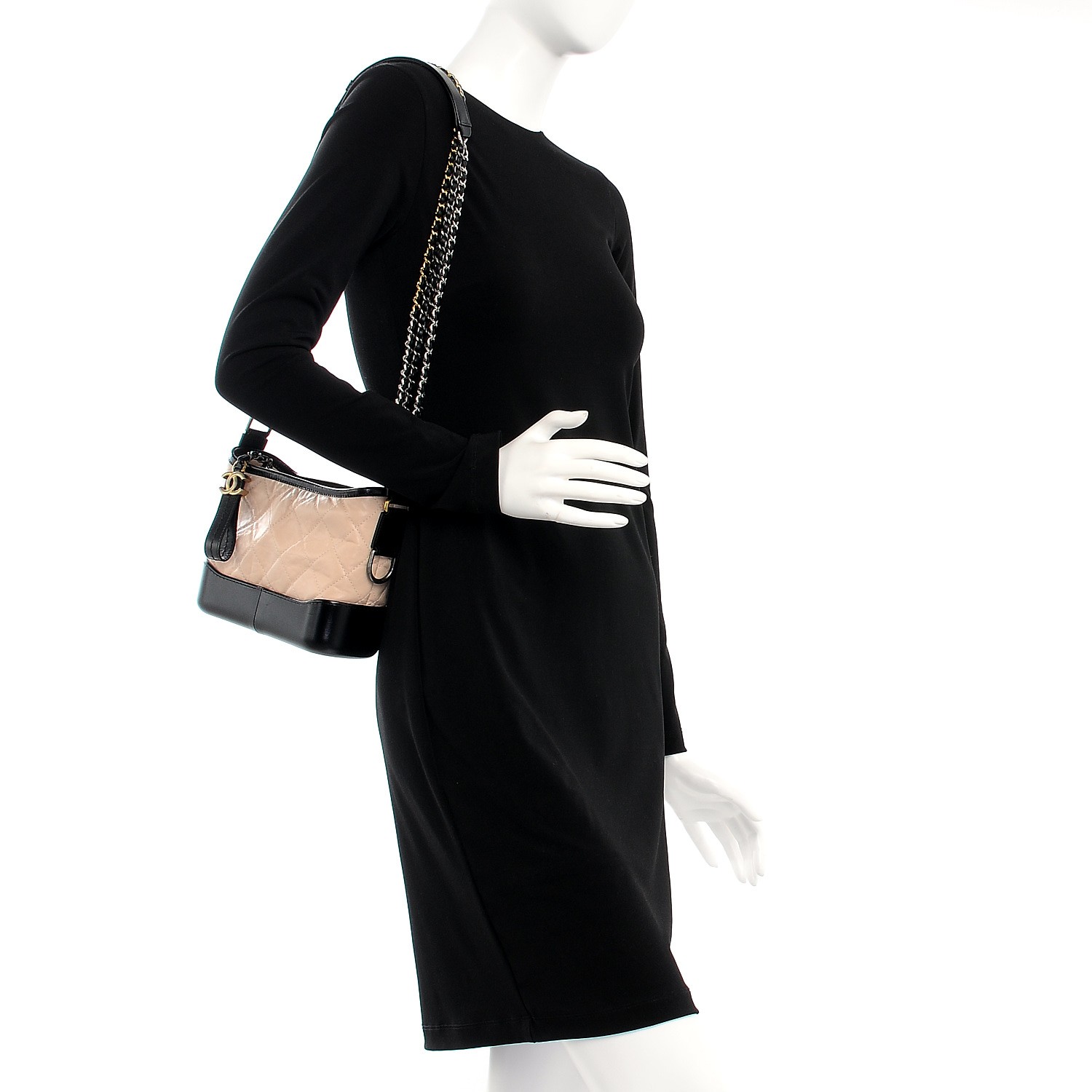 chanel gabrielle bag beige black