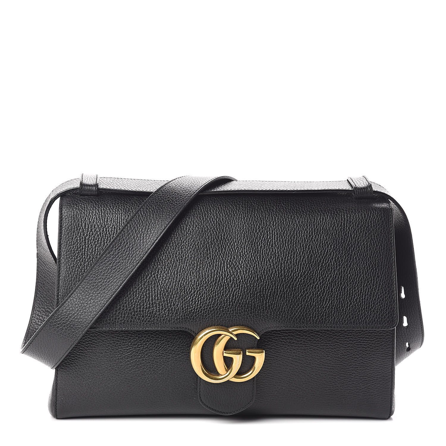 GUCCI Calfskin GG Marmont Messenger Bag Black 504439 | FASHIONPHILE
