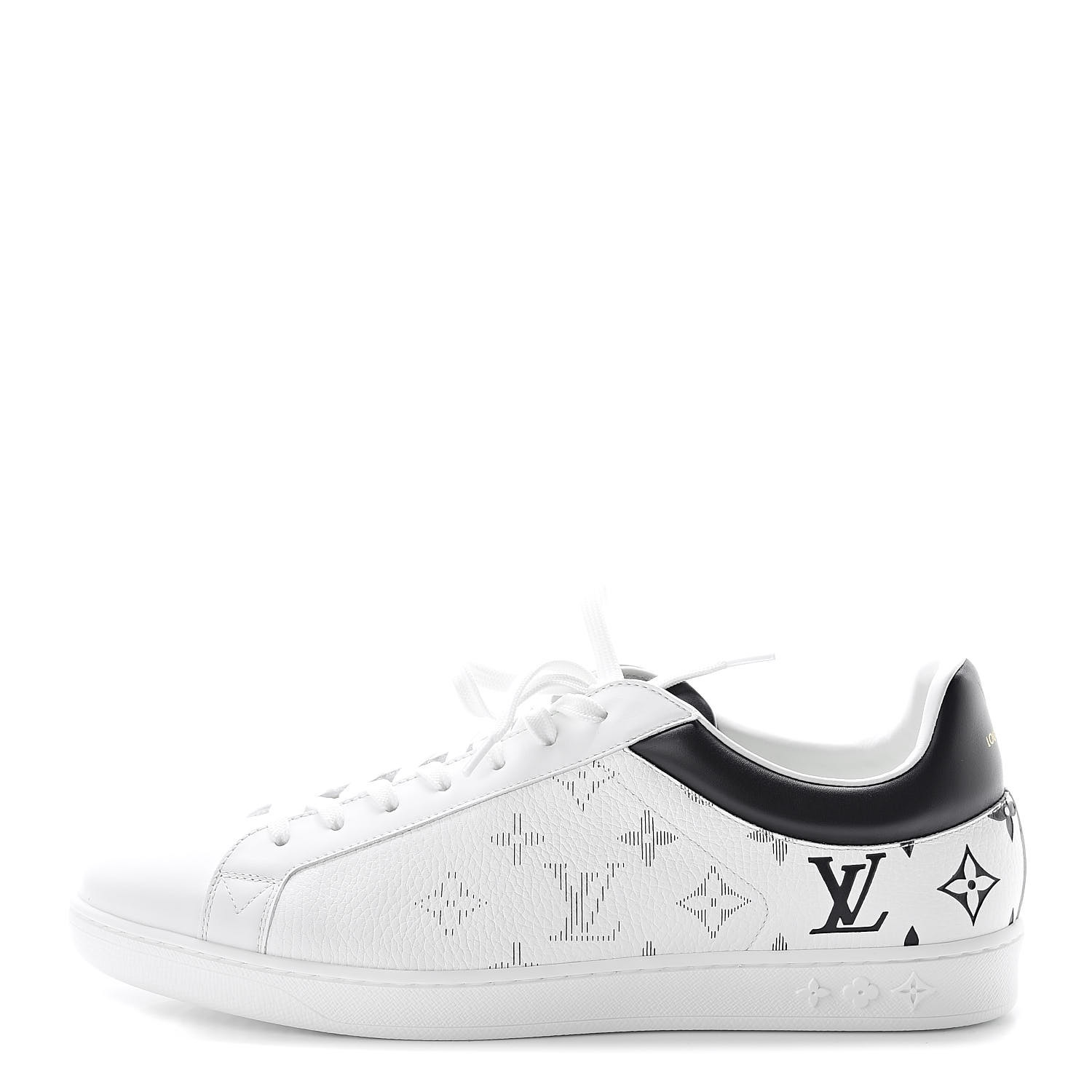 LOUIS VUITTON Calfskin Monogram Mens Luxembourg Sneakers 8.5 White 498224