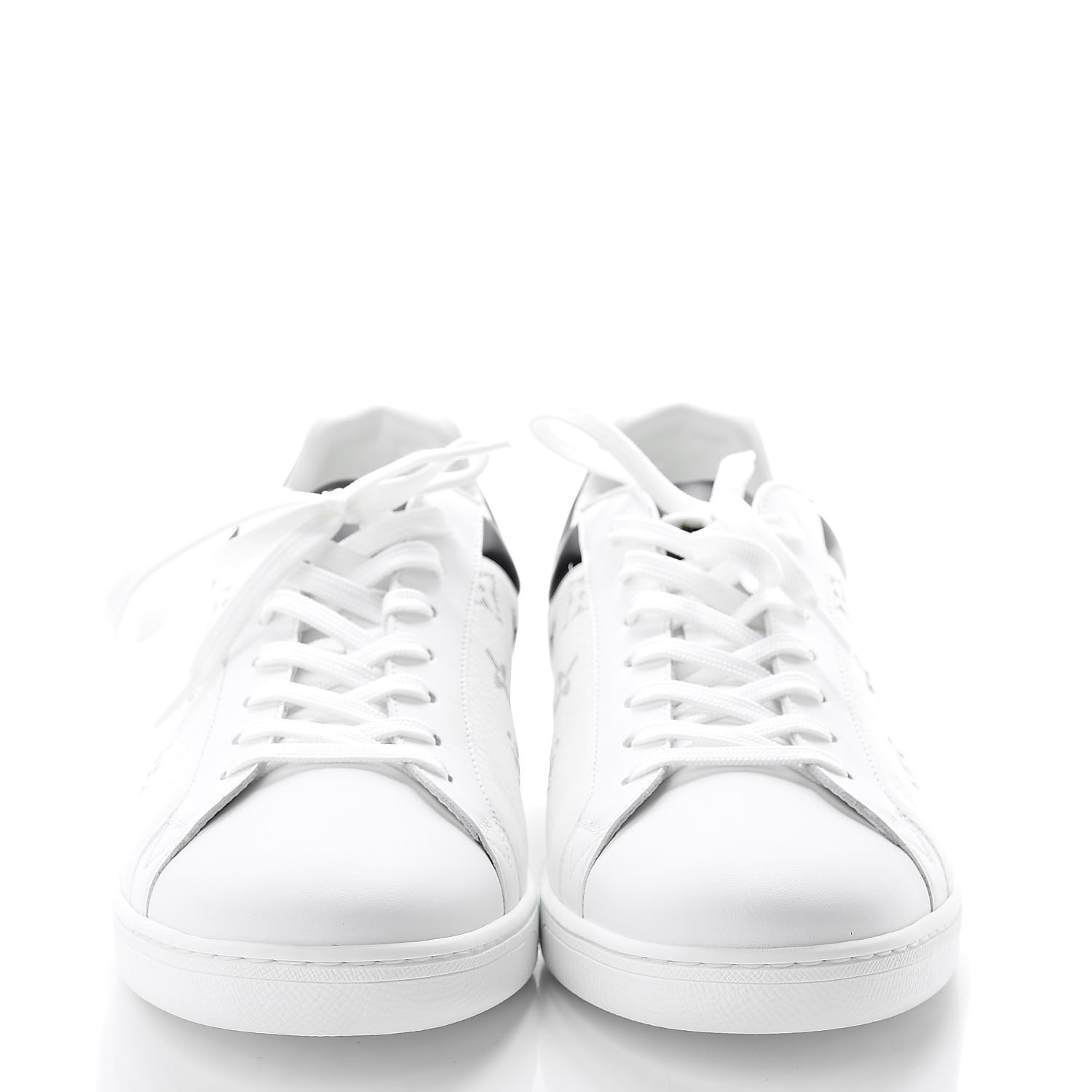 LOUIS VUITTON Calfskin Monogram Mens Luxembourg Sneakers 8.5 White 498224