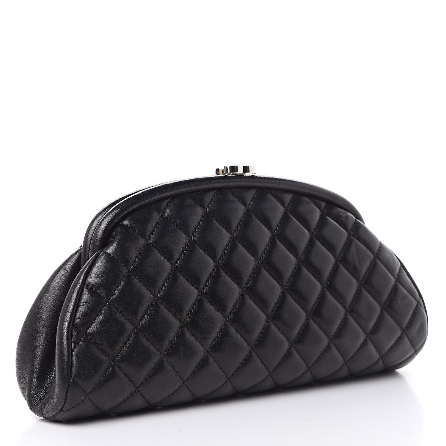 CHANEL Lambskin Quilted Timeless Clutch Black 500836