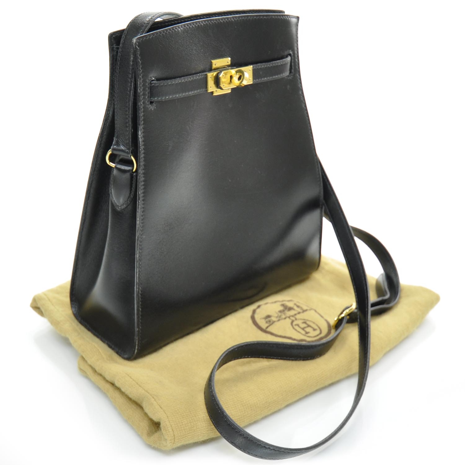 HERMES Box Calf Kelly Sport PM Black 22520 FASHIONPHILE