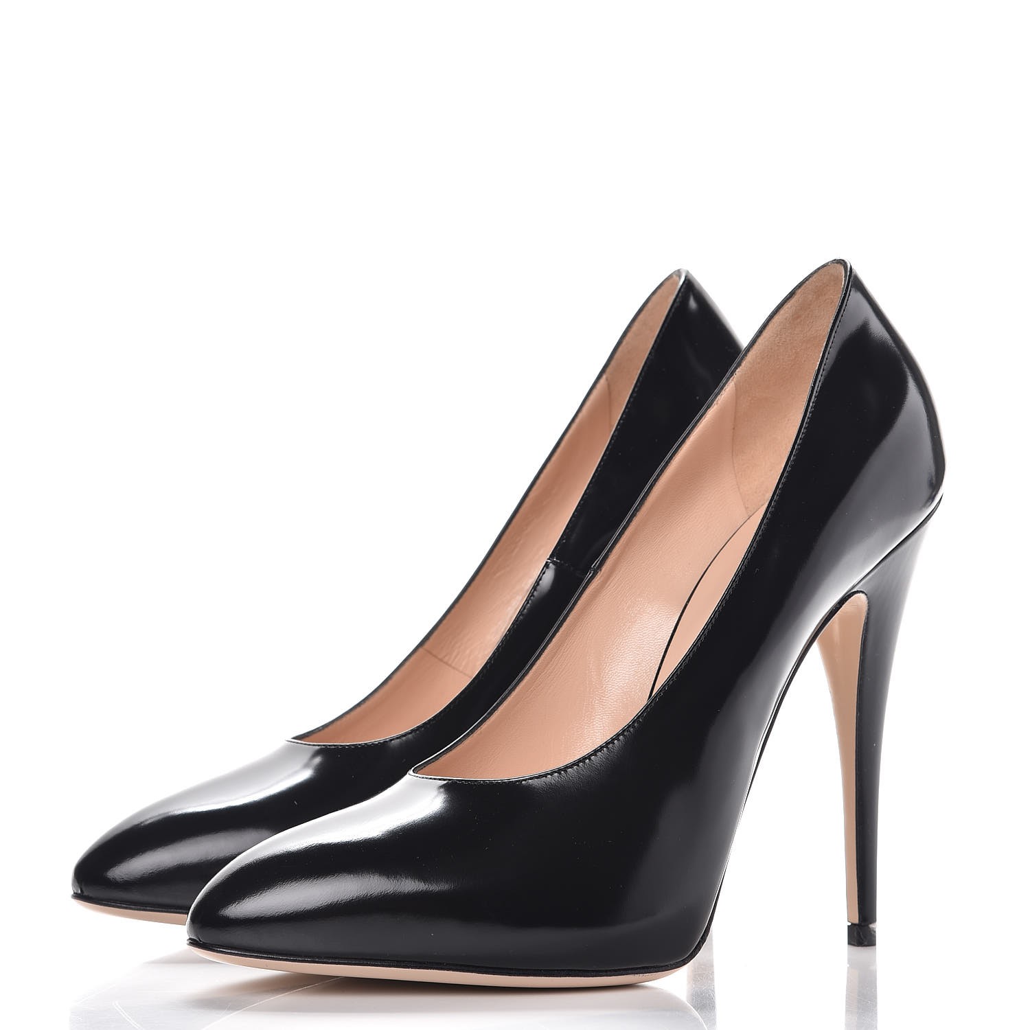 GUCCI Polished Calfskin Pearl Removable Bow Elaisa Pumps 40 Black ...