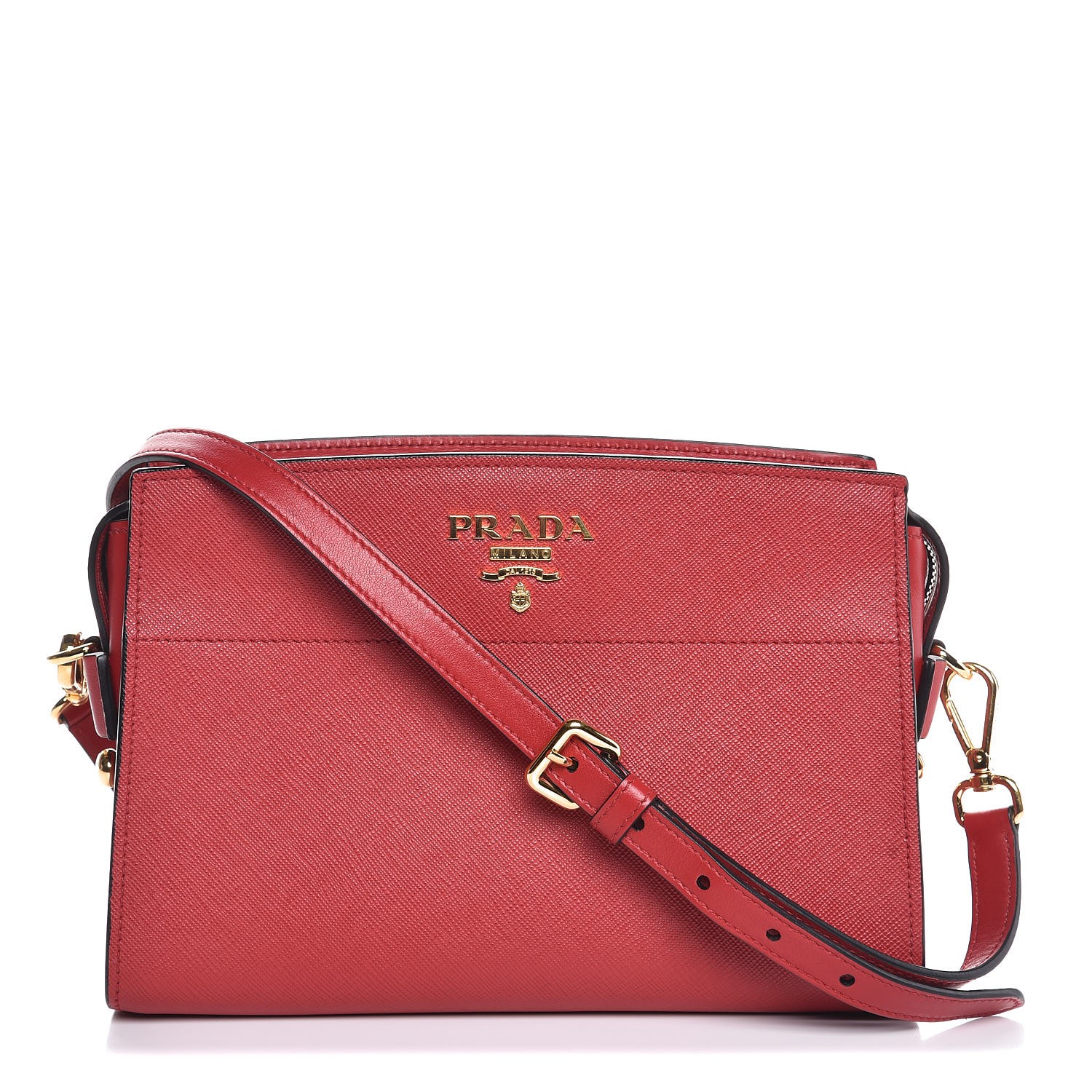 PRADA Saffiano Soft Calfskin Bandoliera Bag Fuoco 291909