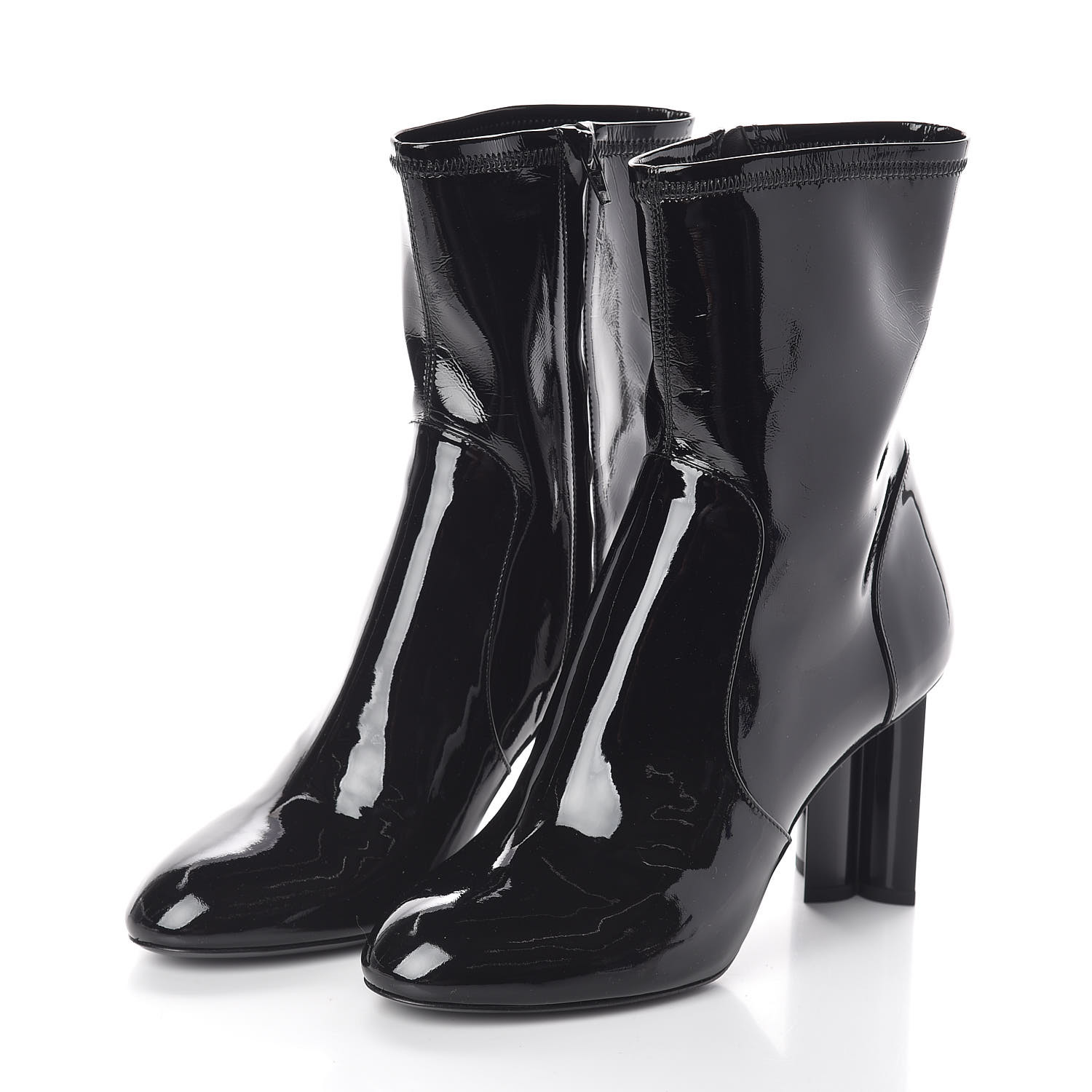 LOUIS VUITTON Patent Silhouette Ankle Boots 39 Black 499032