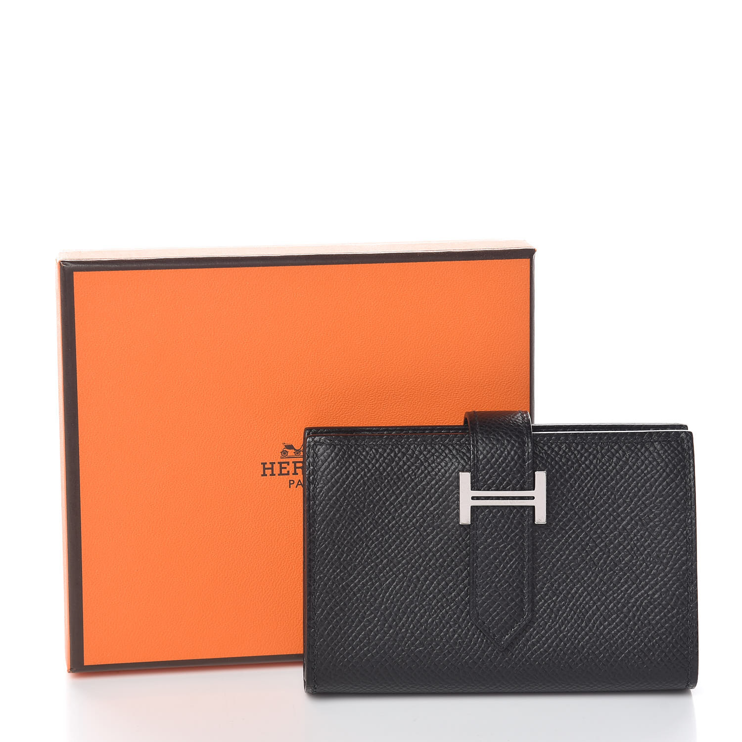 HERMES Epsom Bearn Mini Wallet Black 501310