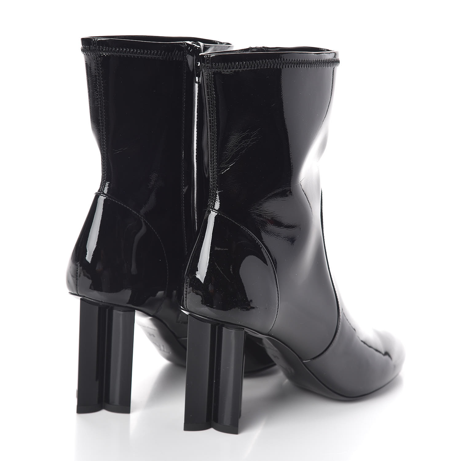 LOUIS VUITTON Patent Silhouette Ankle Boots 39 Black 499032