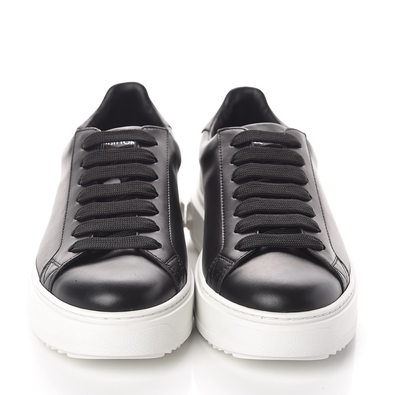 LOUIS VUITTON Calfskin Womens Time Out Sneakers 38 Black 499019