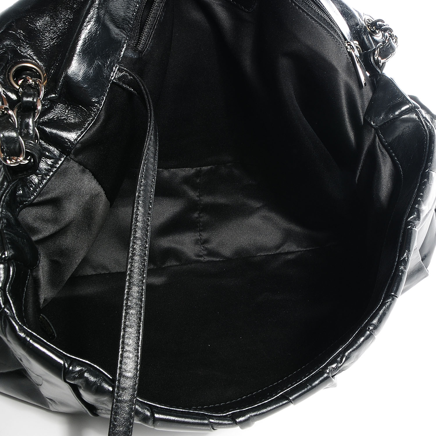 CHANEL Glazed Calfskin Twisted Maxi Flap Black 66360 | FASHIONPHILE