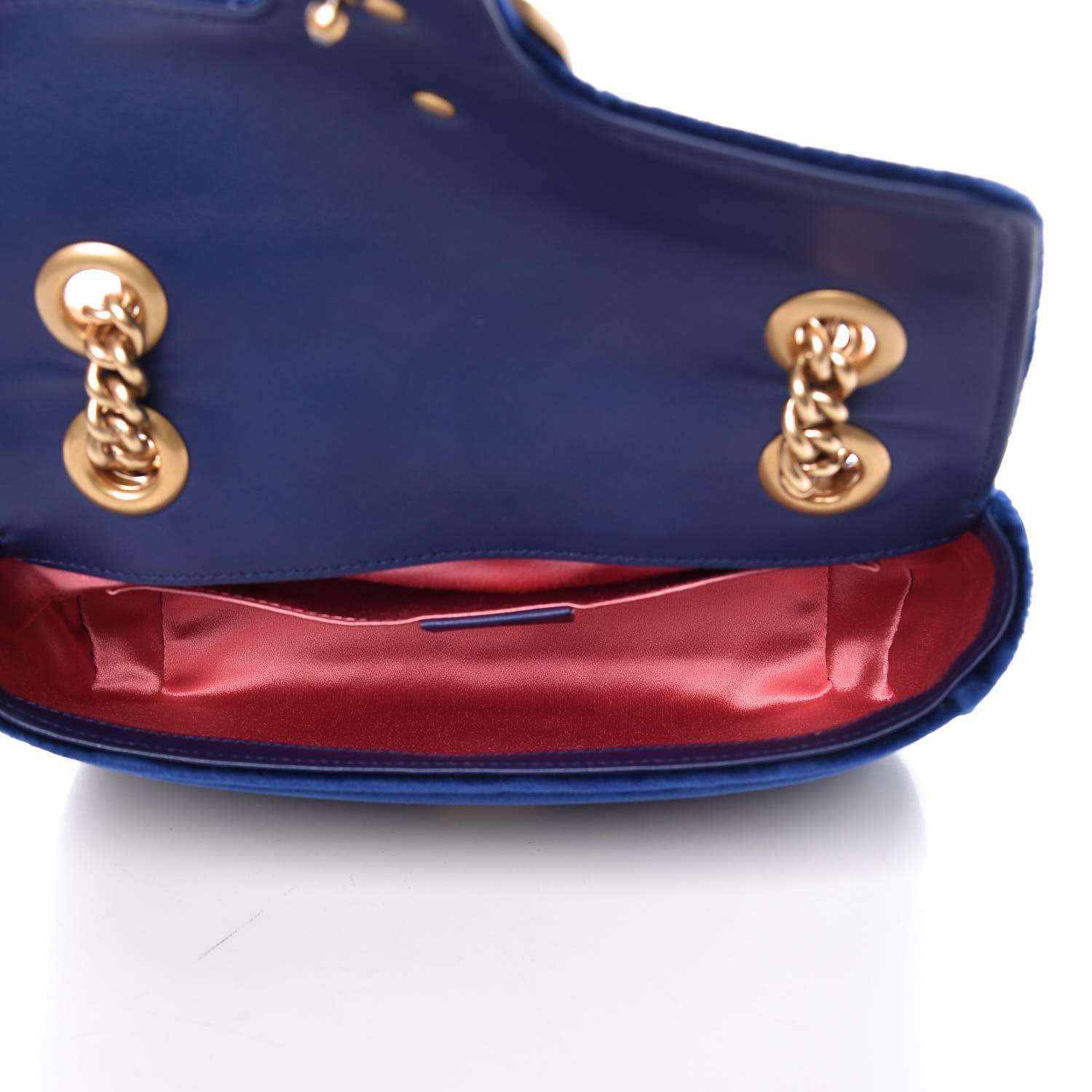 GUCCI Velvet Matelasse Mini GG Marmont Shoulder Bag Cobalt Blue 340647