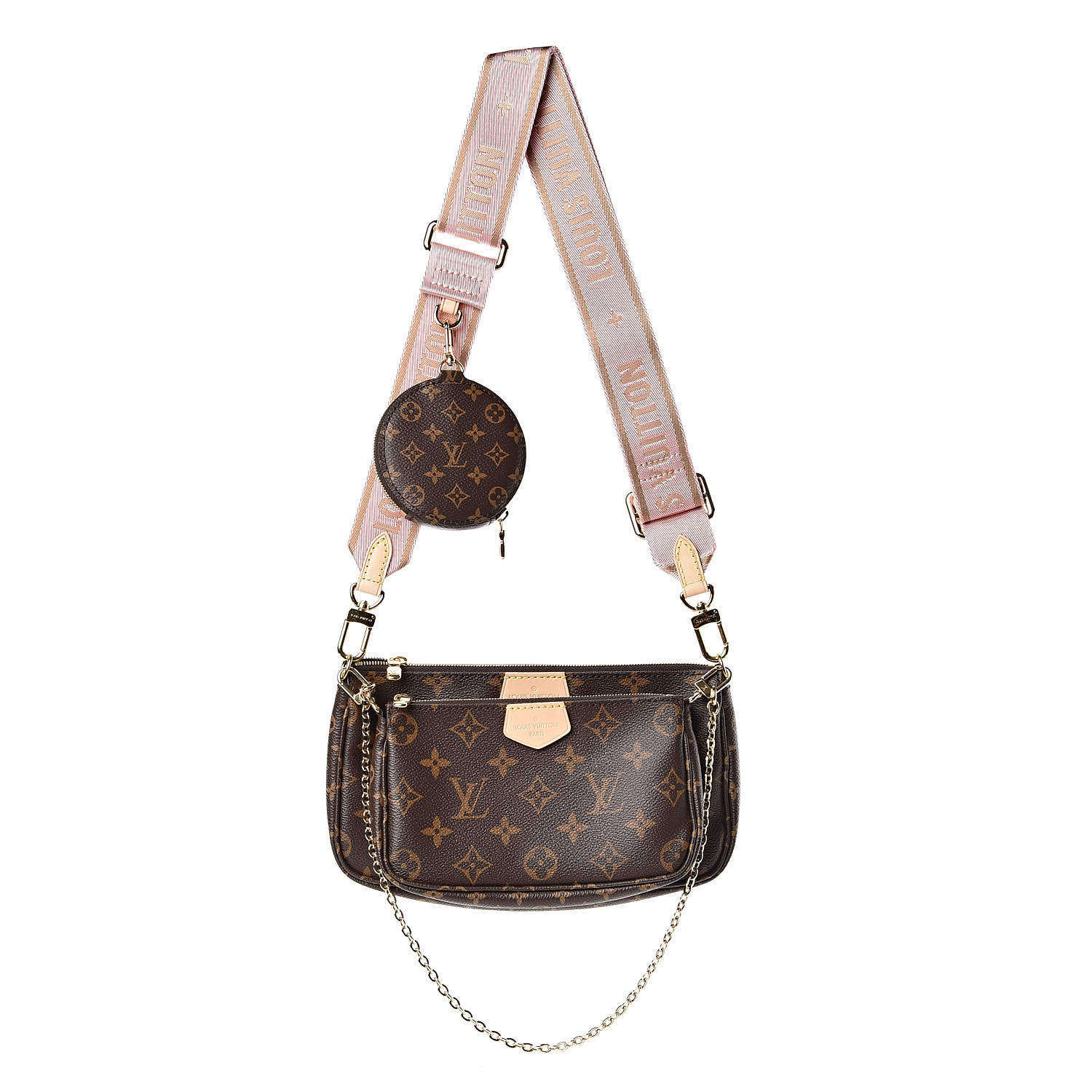 LV POCHETTE Pink Sling Bag Multi Pochette Accessoires Monogram Canvas Rose  Clair PINK - Price in India