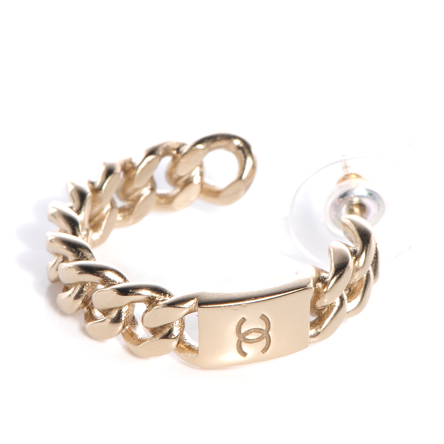 CHANEL CC Chain Hoop Earrings Gold 73933