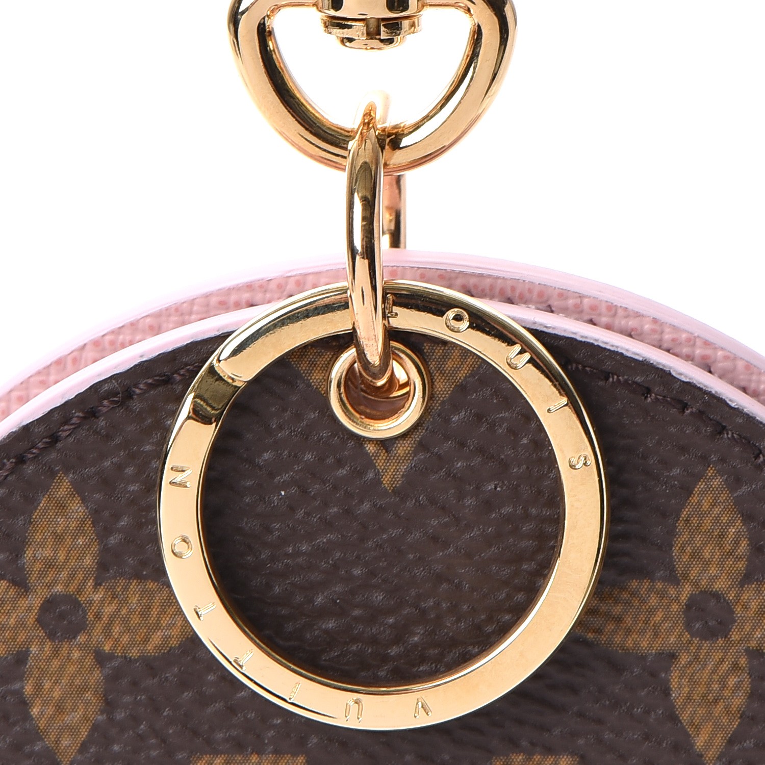 LOUIS VUITTON Monogram LV Mirror Bag Charm Key Holder Rose Ballerine 252773