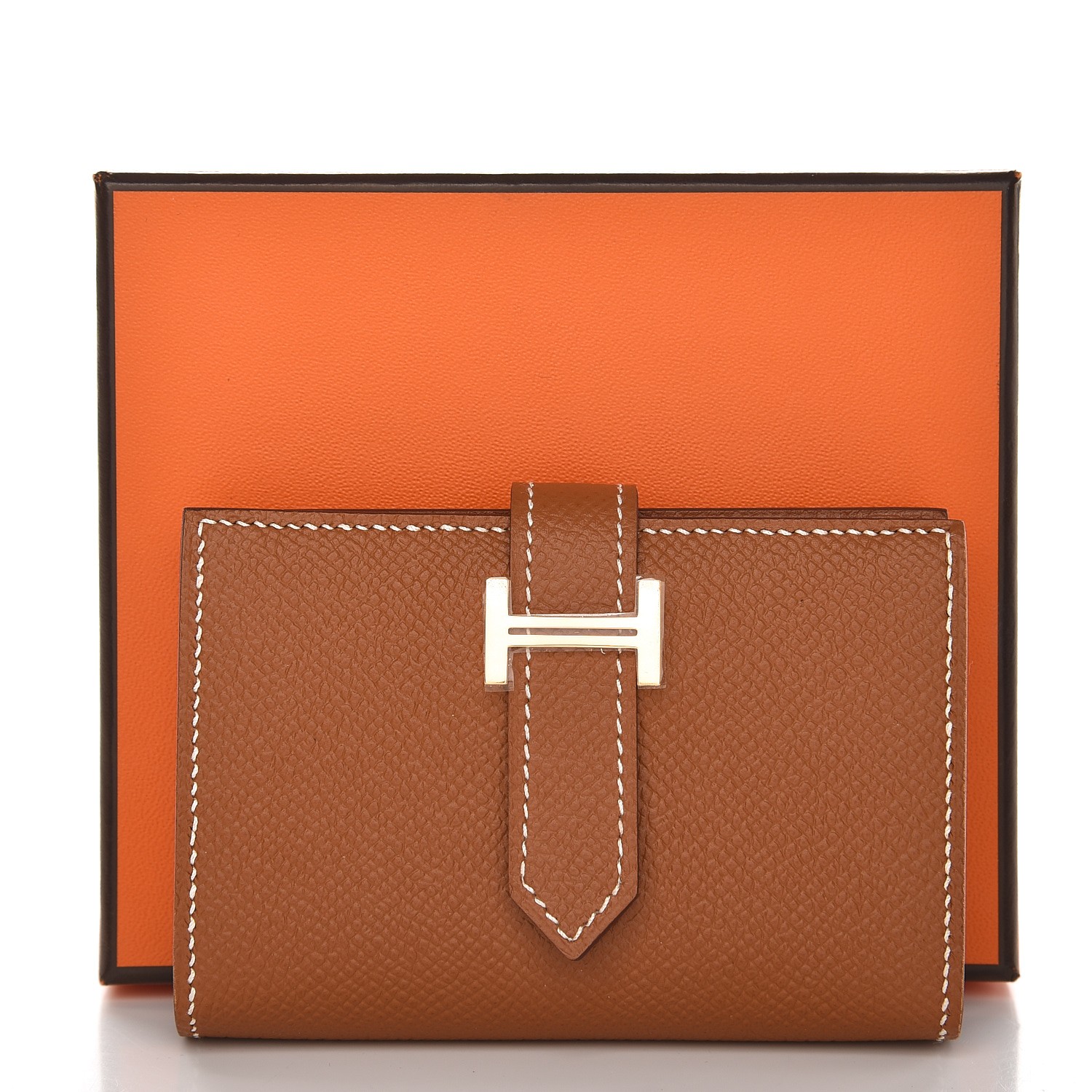 HERMES Epsom Mini Bearn Compact Wallet Gold 253630