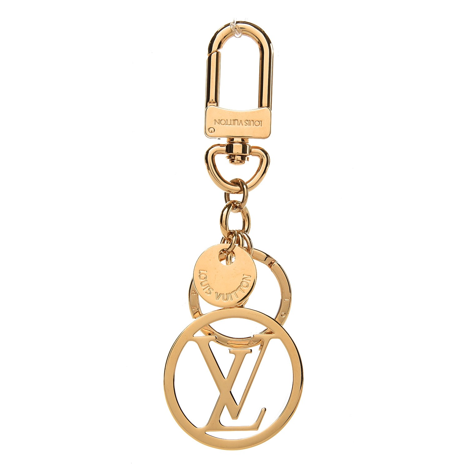Louis Vuitton Authentic Metal Gold Porte Cles LV Circle Key Chain