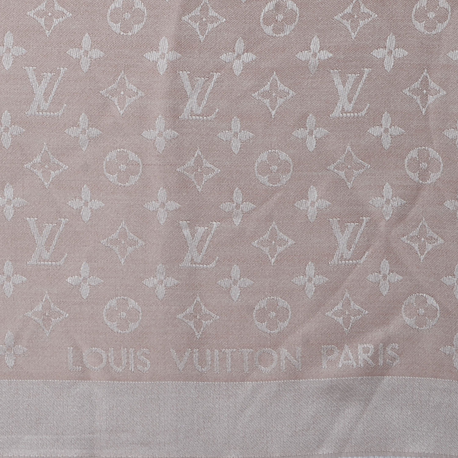 LOUIS VUITTON Silk Wool Monogram Denim Shawl Rose 78197