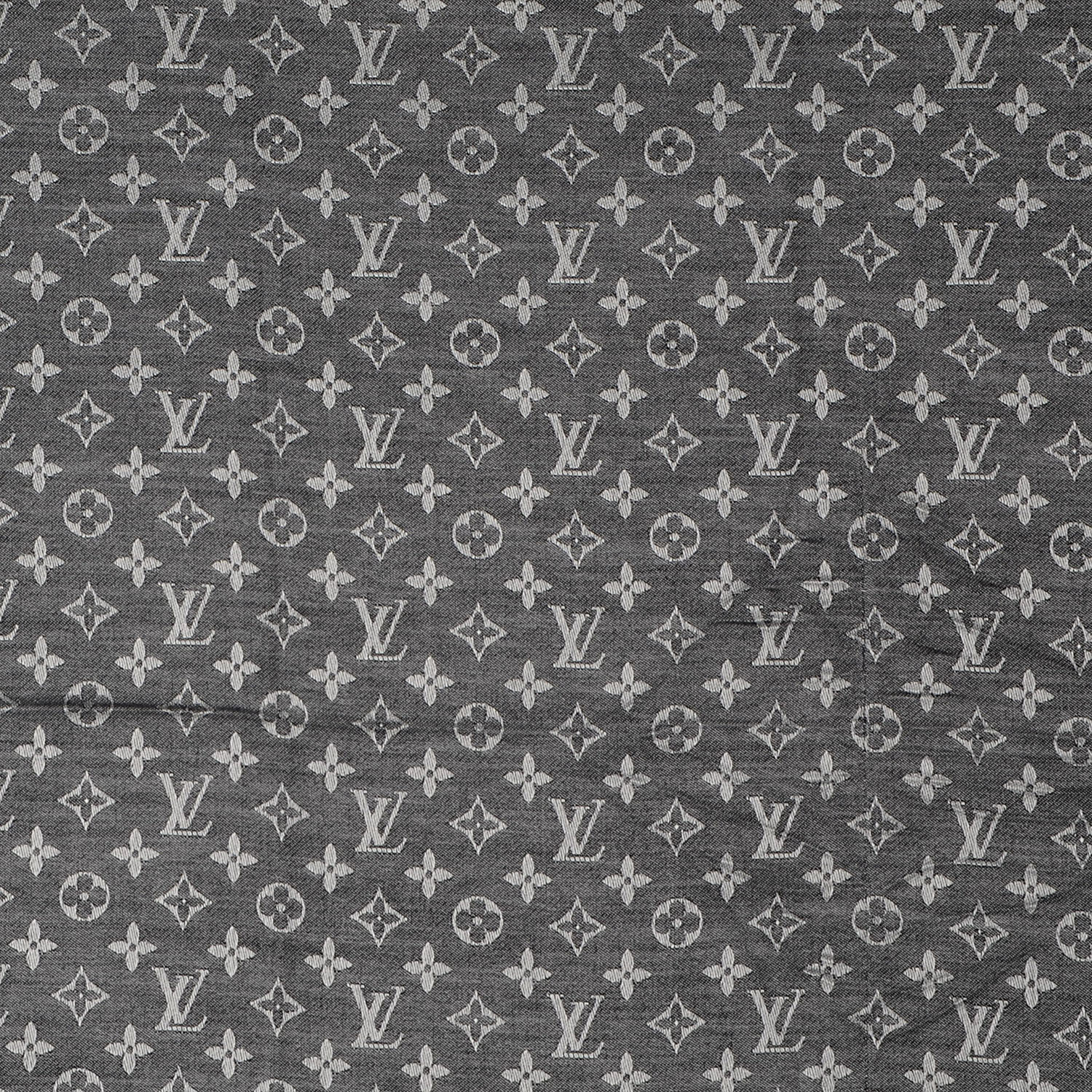 LOUIS VUITTON Silk Wool Monogram Denim Shawl Black 78200